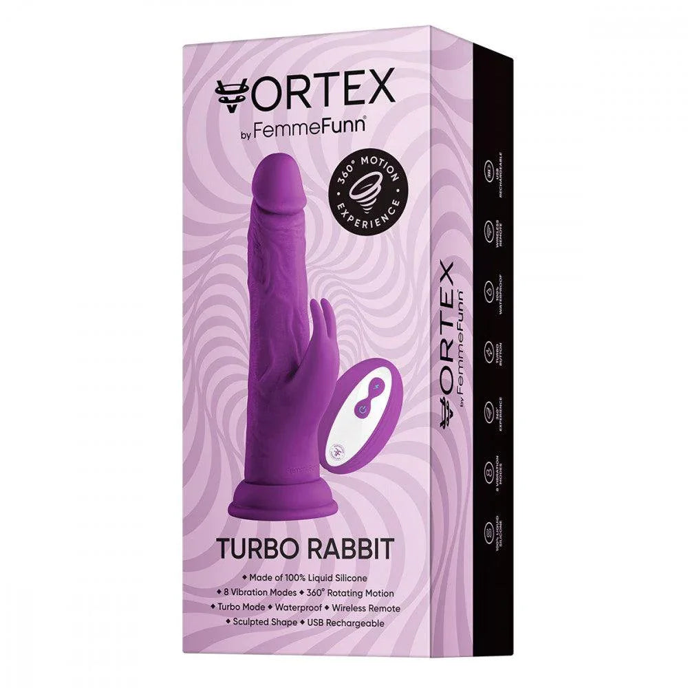 FemmeFunn Vortex Turbo Rabbit 2.0 8 in. Dual Stimulation Vibrating Dildo - Buy At Luxury Toy X - Free 3-Day Shipping