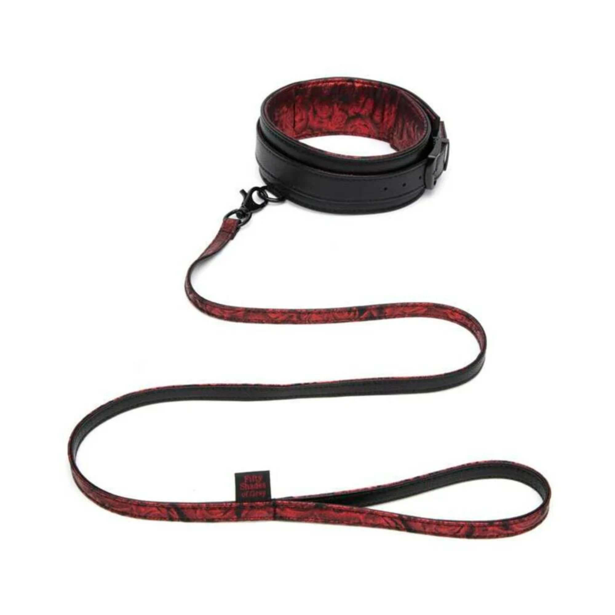 Fifty Shades of Grey Sweet Anticipation Faux Leather Adjustable Reversible Collar & Lead Red/Black - Buy At Luxury Toy X - Free 3-Day Shipping