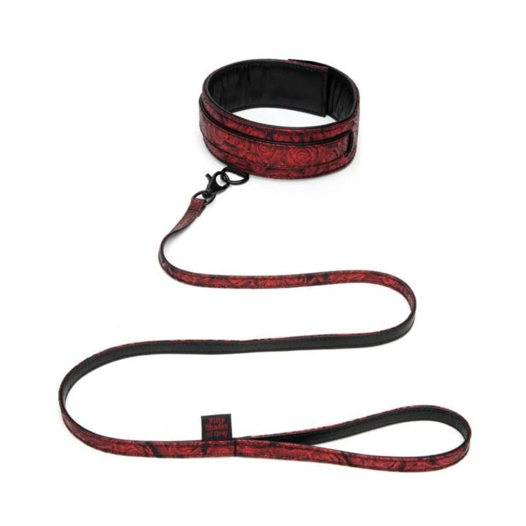 Fifty Shades of Grey Sweet Anticipation Faux Leather Adjustable Reversible Collar & Lead Red/Black - Buy At Luxury Toy X - Free 3-Day Shipping