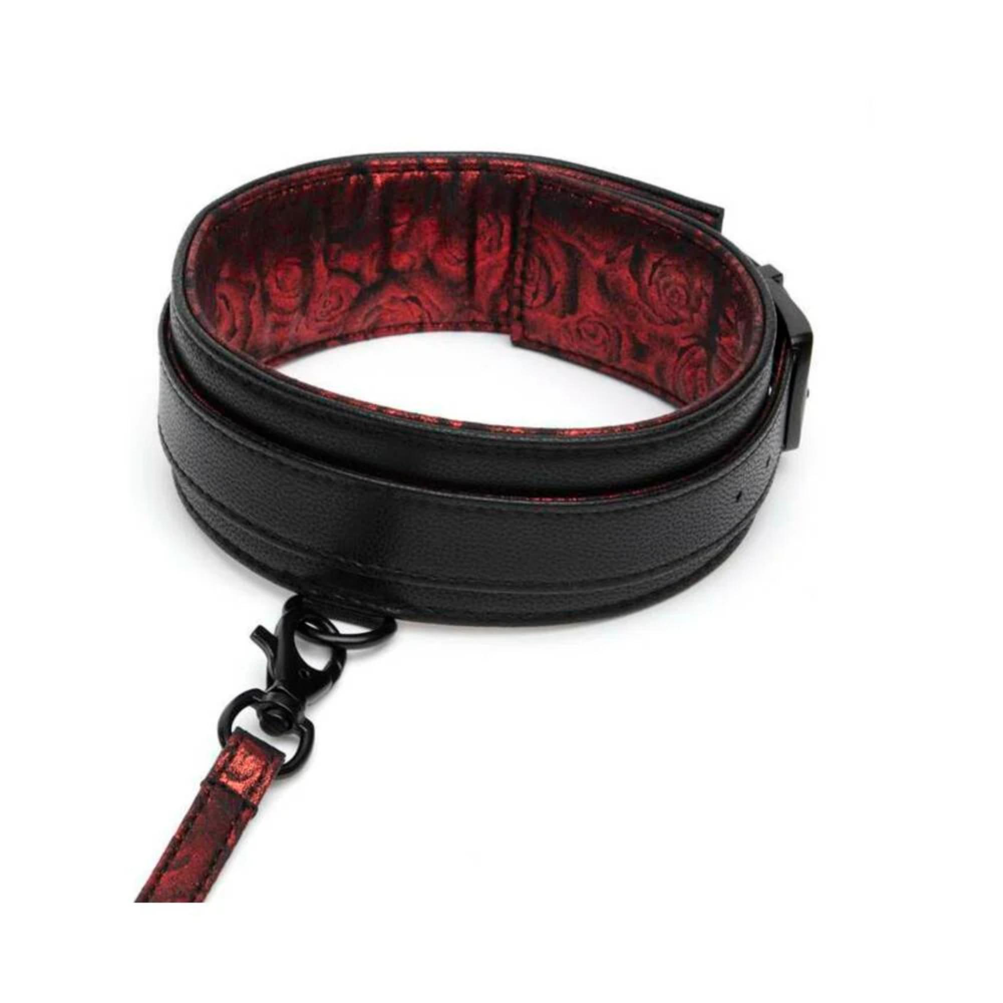 Fifty Shades of Grey Sweet Anticipation Faux Leather Adjustable Reversible Collar & Lead Red/Black - Buy At Luxury Toy X - Free 3-Day Shipping