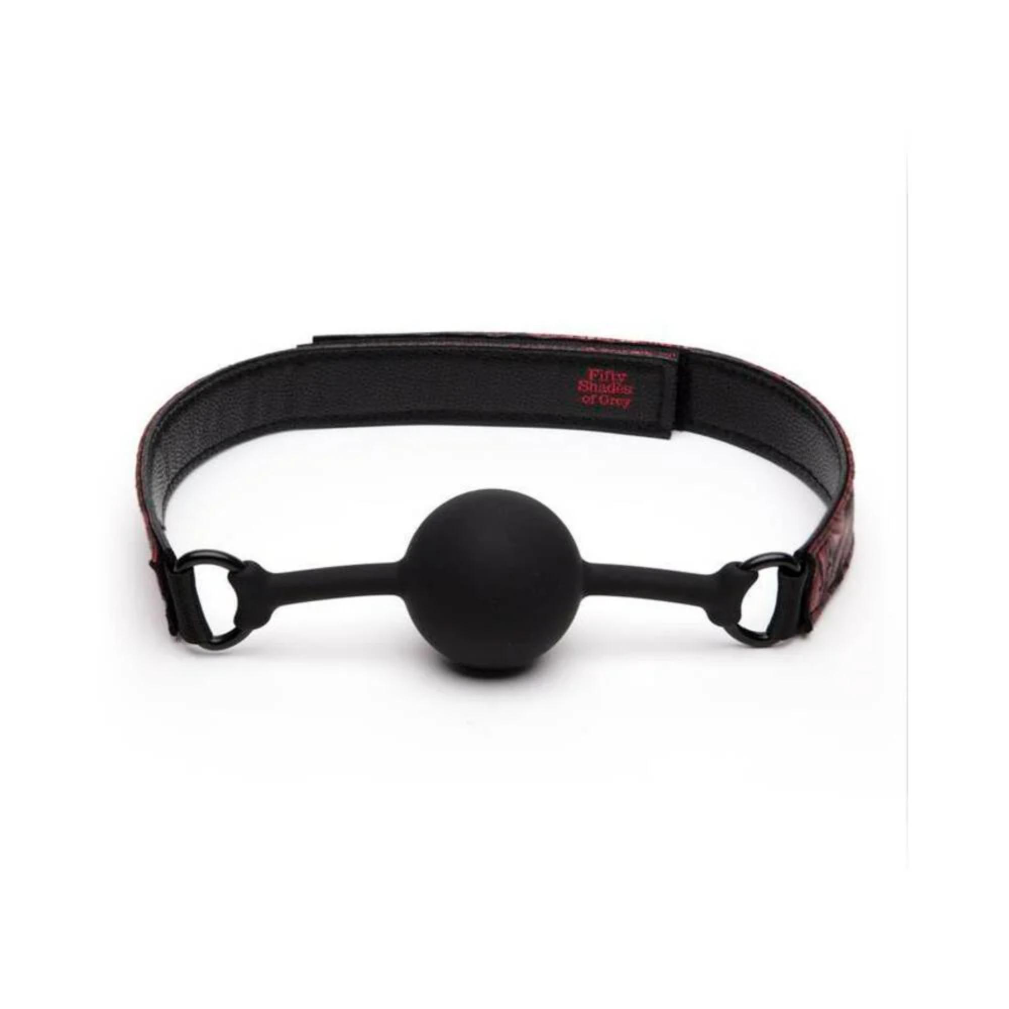 Fifty Shades of Grey Sweet Anticipation Faux Leather Reversible Velcro Ball Gag Red/Black - Buy At Luxury Toy X - Free 3-Day Shipping