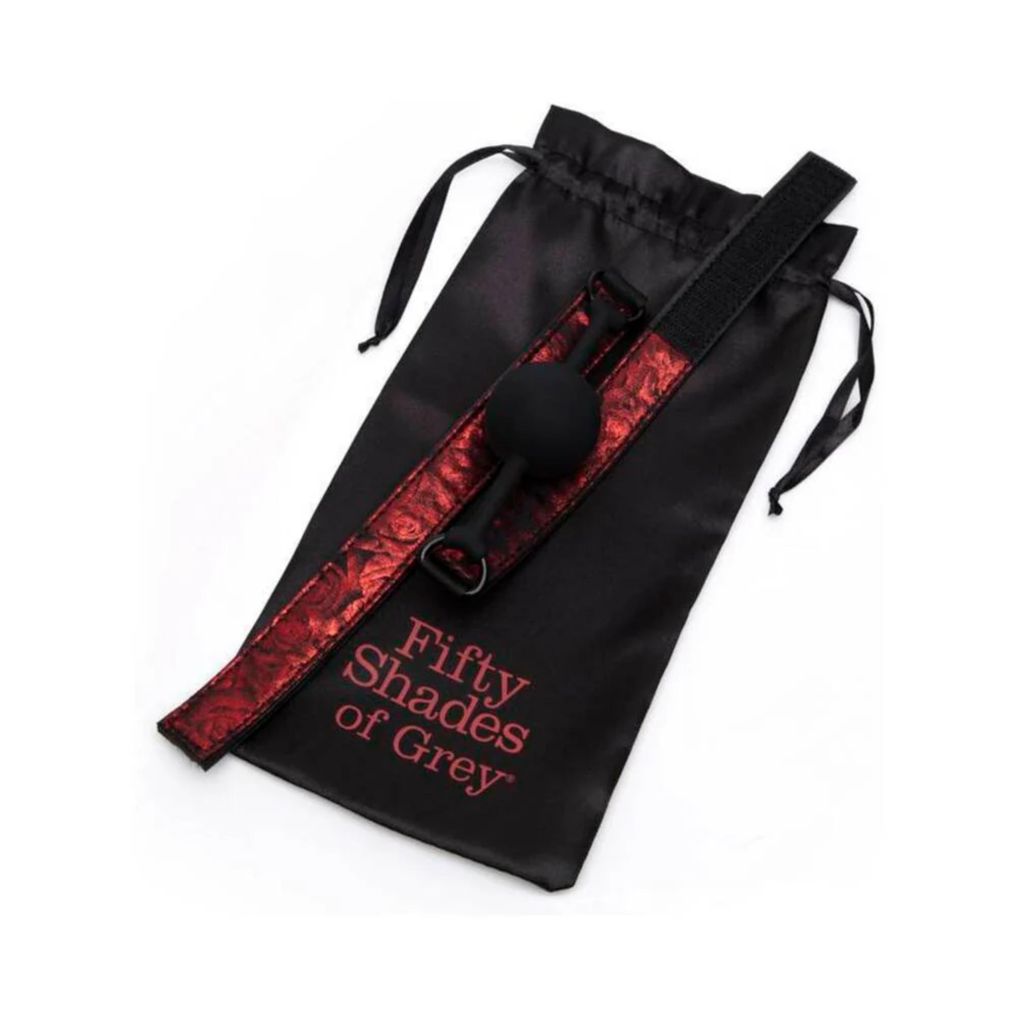 Fifty Shades of Grey Sweet Anticipation Faux Leather Reversible Velcro Ball Gag Red/Black - Buy At Luxury Toy X - Free 3-Day Shipping