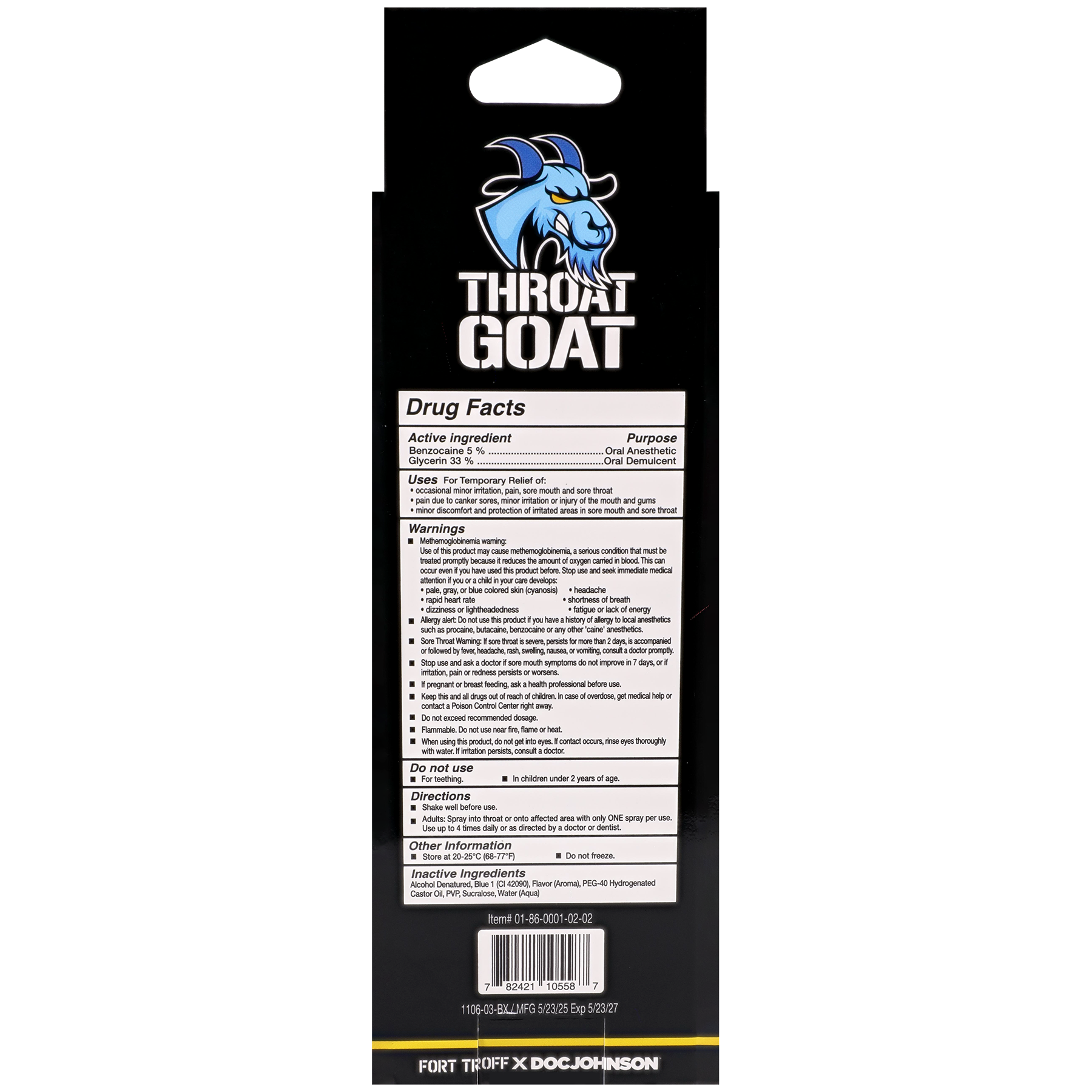 Fort Troff Throat Goat - Blue Razzberry - 2 fl. oz. - Packaged Image (Rear Facing)