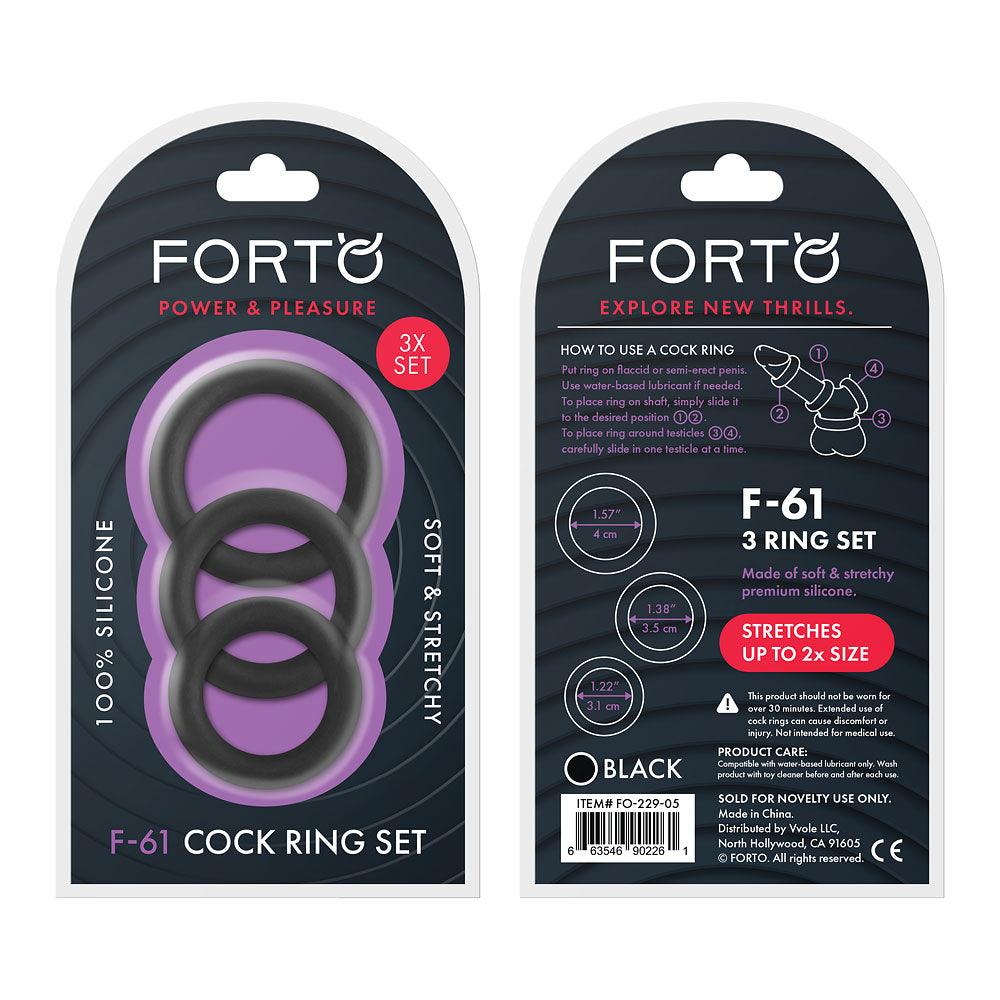 Forto F-61 3-Piece Silicone Cockring Set - Buy At Luxury Toy X - Free 3-Day Shipping