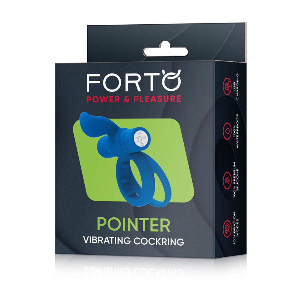 Forto Pointer Rechargeable Silicone Vibrating Dual Cockring with External Stimulator - Buy At Luxury Toy X - Free 3-Day Shipping