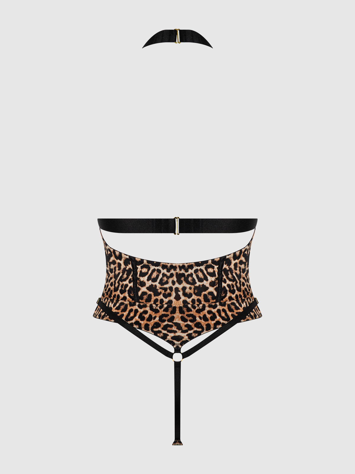 House of Desire Devon Micro Strappy Harness Teddy - Brown - product view