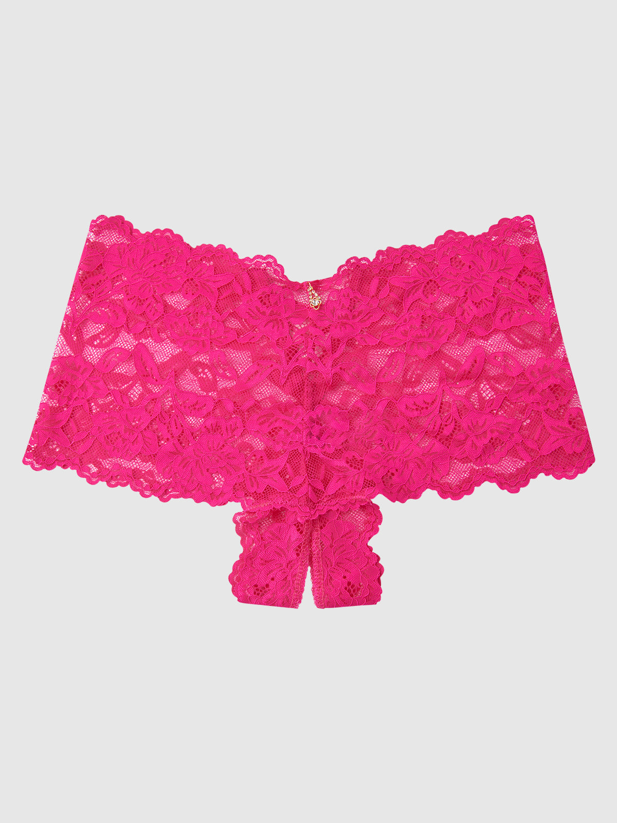 House of Desire Bella Lace Crotchless Cheeky - Pink - product view