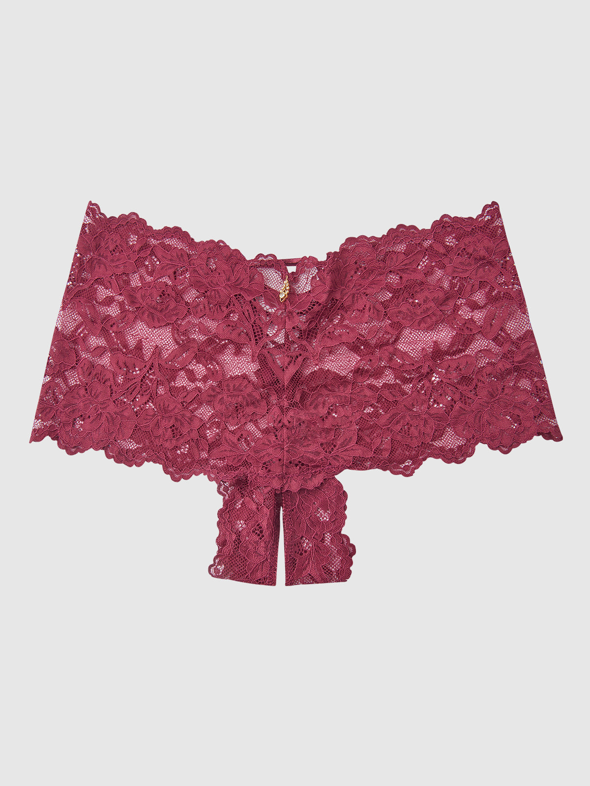 House of Desire Bella Lace Crotchless Cheeky - Red - product view