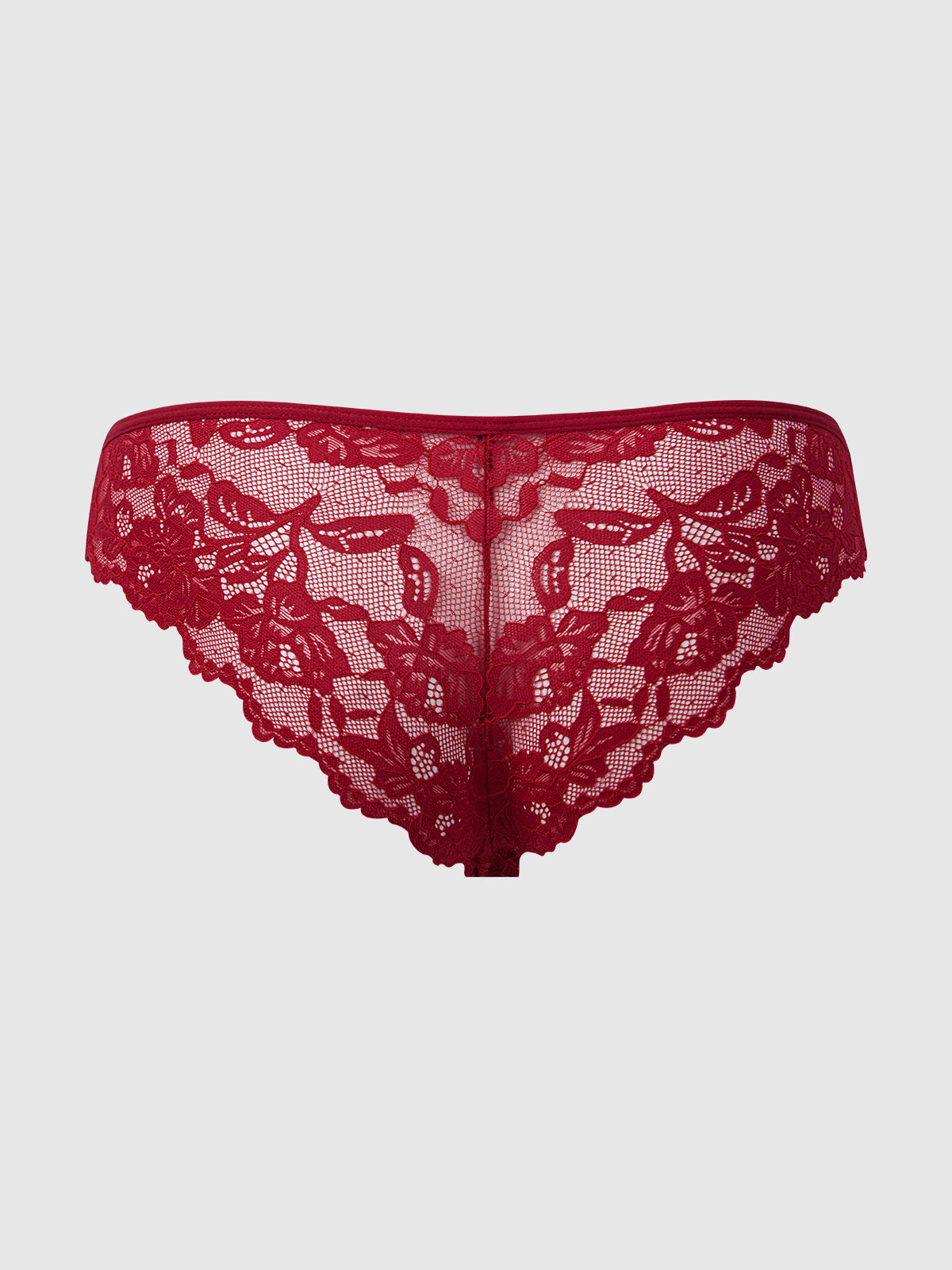 House of Desire Bella Lace Up Front Lace Tanga - Red - product view