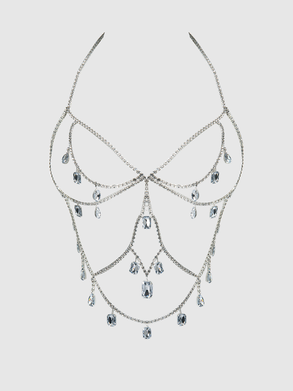 House of Desire Oversized Rhinestone Top - Silver - product view