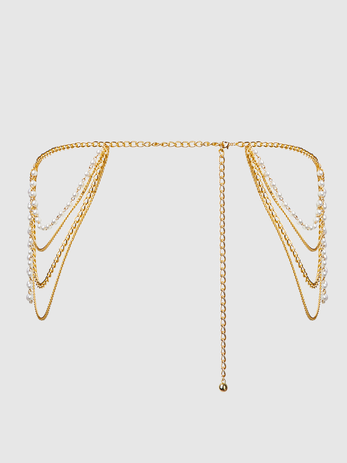 House of Desire Pearl & Chain Draped Garter - Gold - product view