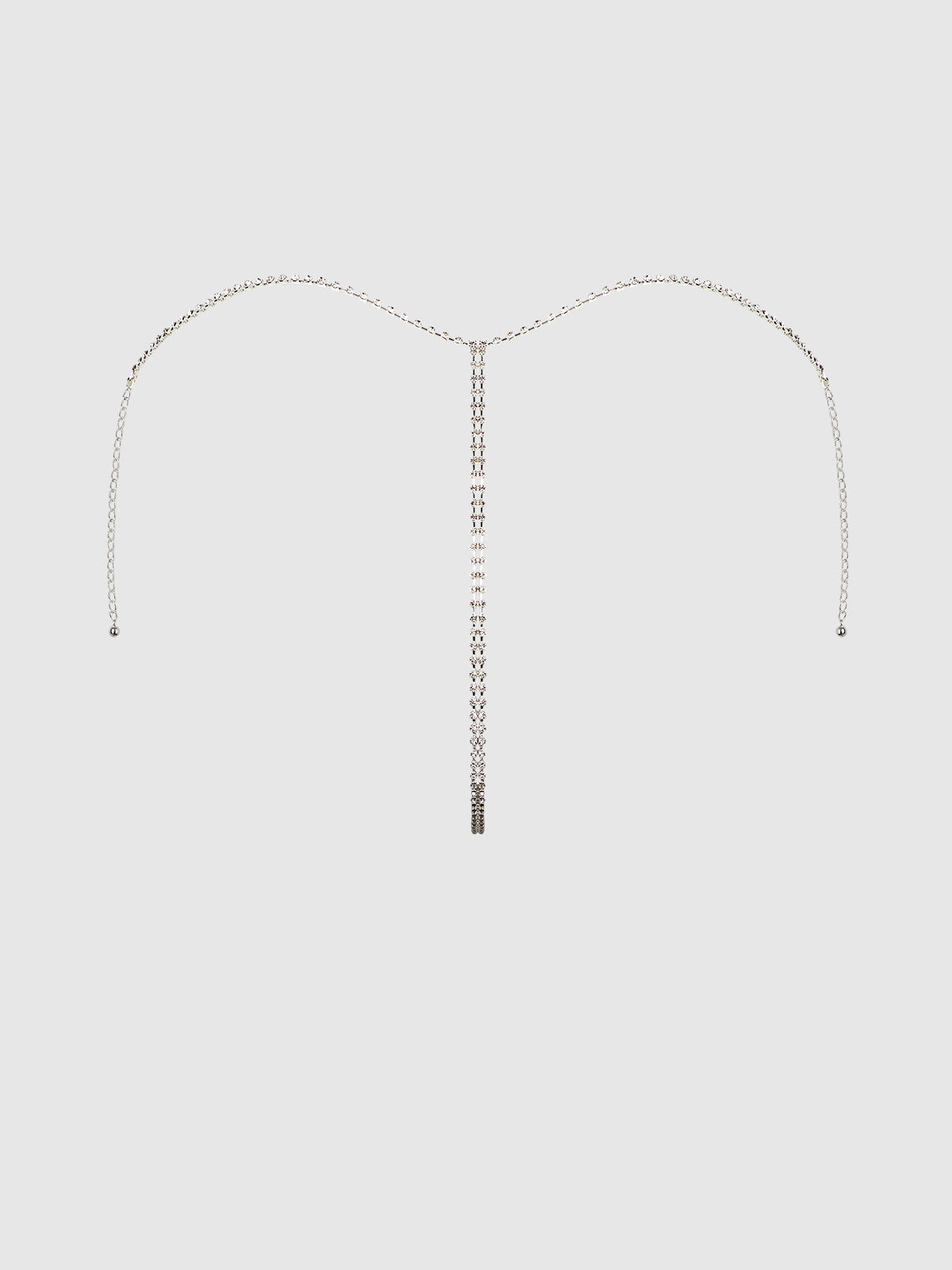 House of Desire Chainmail Rhinestone Thong - Silver - product view