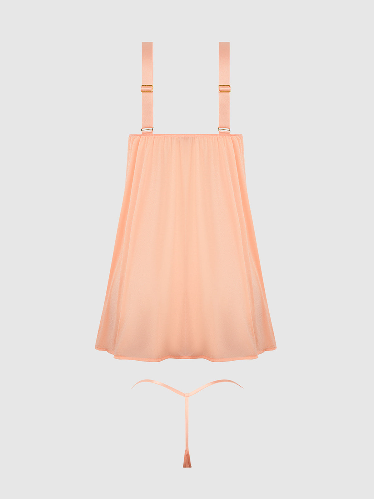 House of Desire Yvone Shimmer Mesh Babydoll & G-String Set - Orange - product view