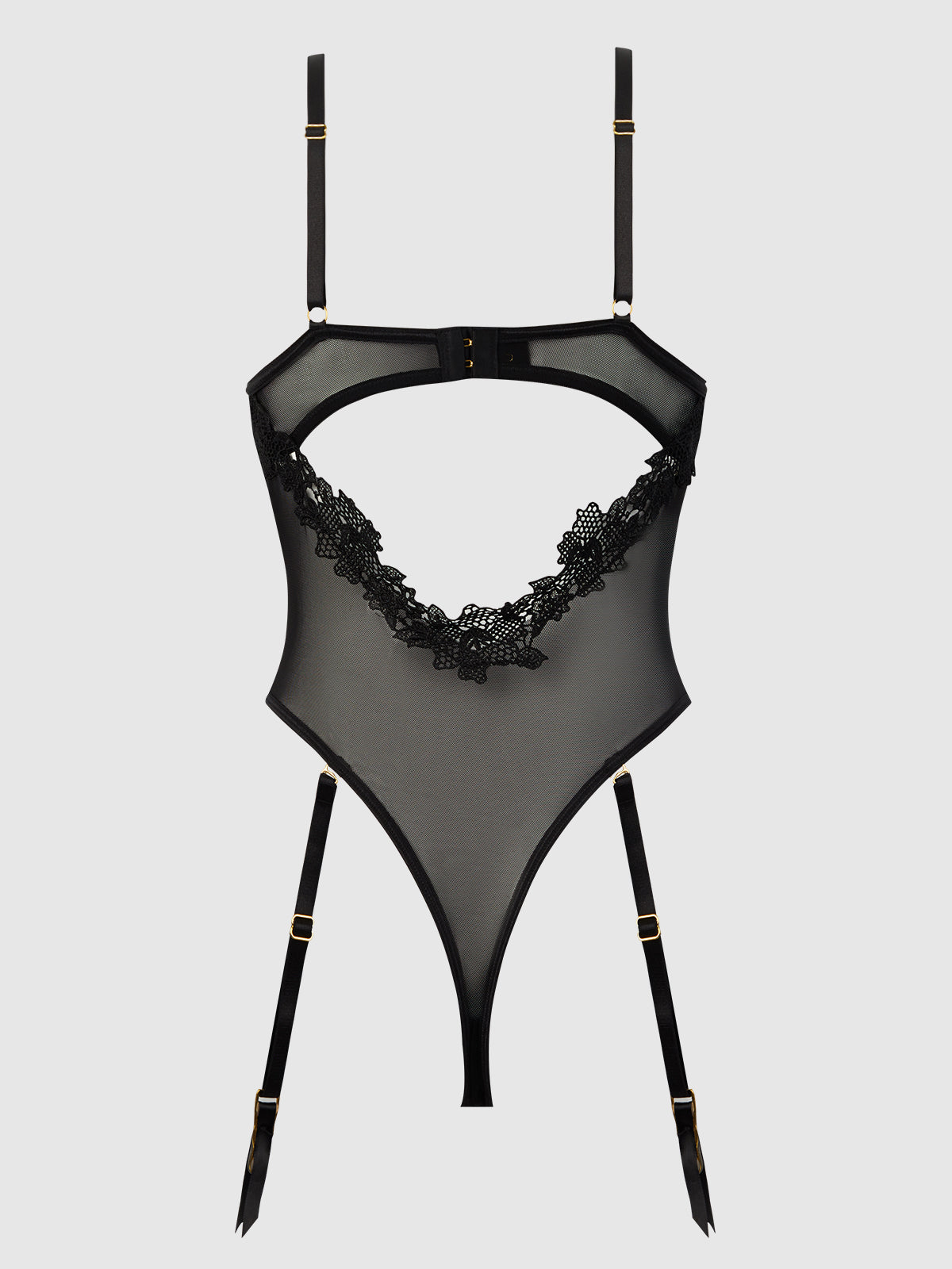 House of Desire Ashley Alexiss Lace Teddy - Black - product view
