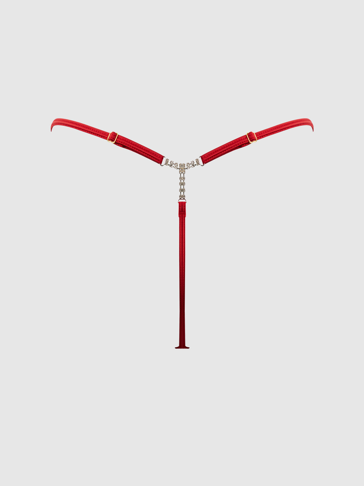 House of Desire Marilyn Mesh & Pom Pom G-String - Red - product view