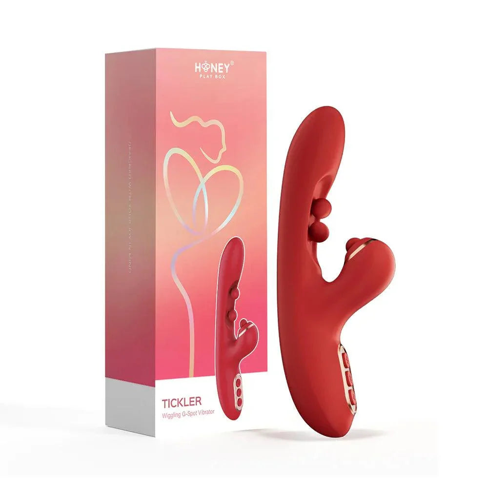 Honey Play Box Tickler Wiggling G-Spot Vibrator & Tapping Clitoral Sti Honey Play Box Tickler Wiggling G-Spot Vibrator & Tapping Clitoral Sti