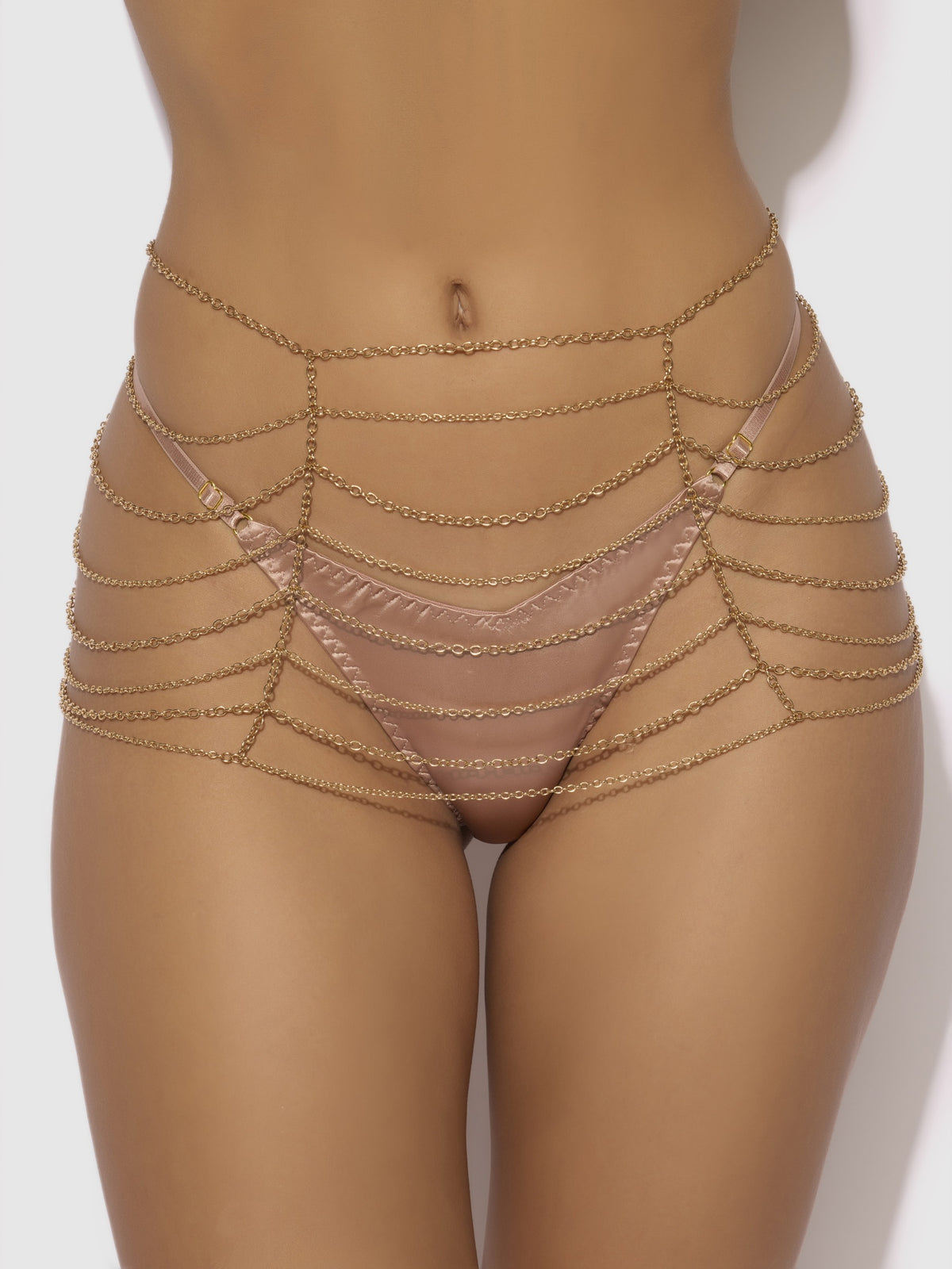 House of Desire Chain Draped Skirt - Gold - model wearing the product