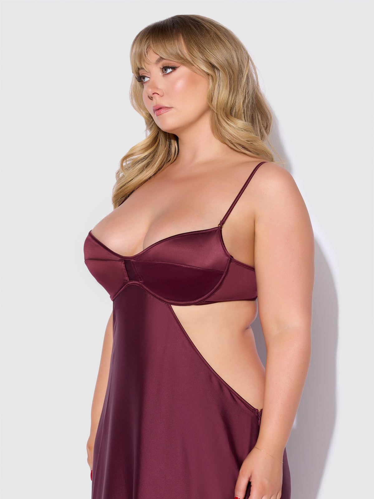 House of Desire Brigeta Satin Mono Wire Long Gown - Red - product view 5
