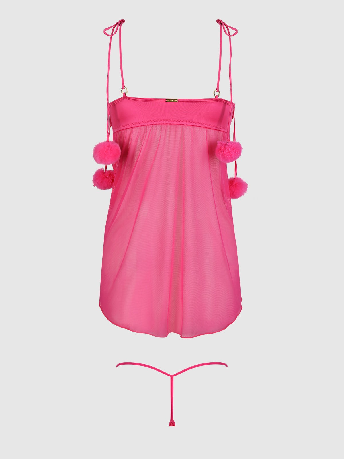 House of Desire Marilyn Marabou & Mesh Babydoll & G-String Set - Pink - product view 6
