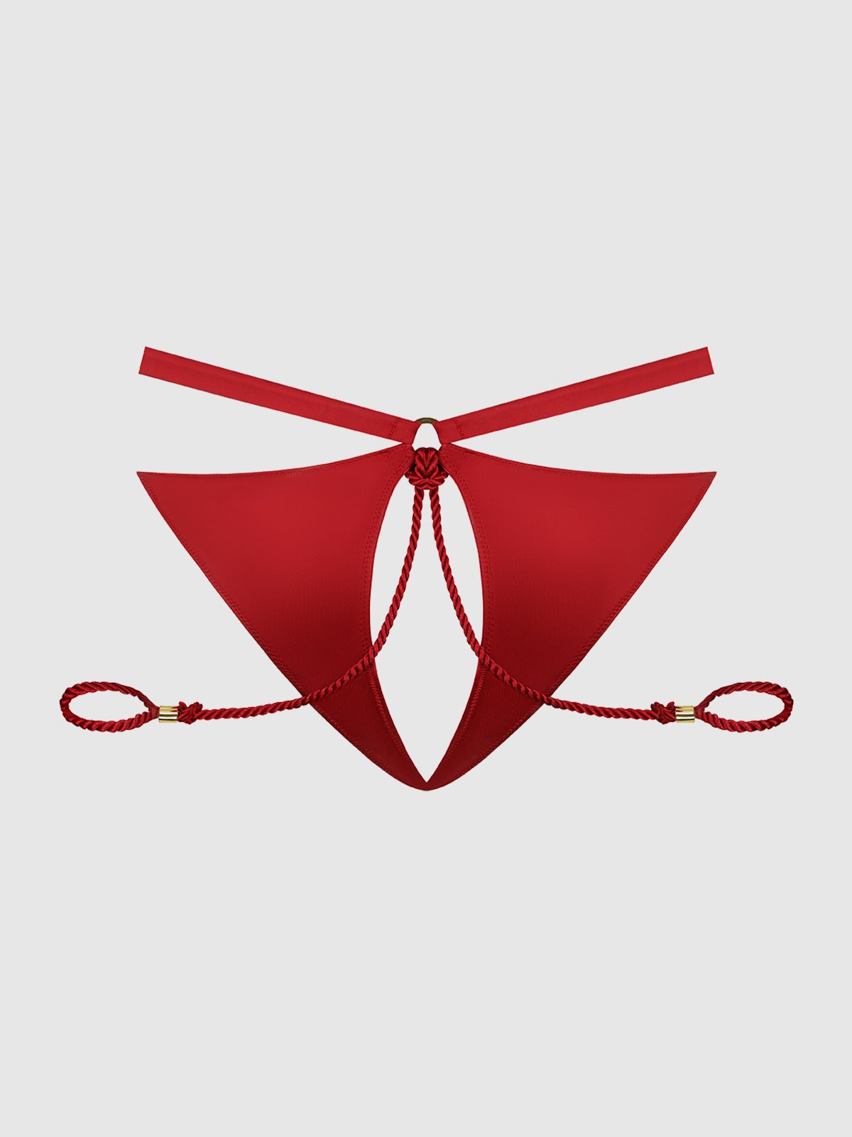 House of Desire Iryna Silky Micro & Rope Crotchless & Hand Cuff Hipster - Red - product view 5