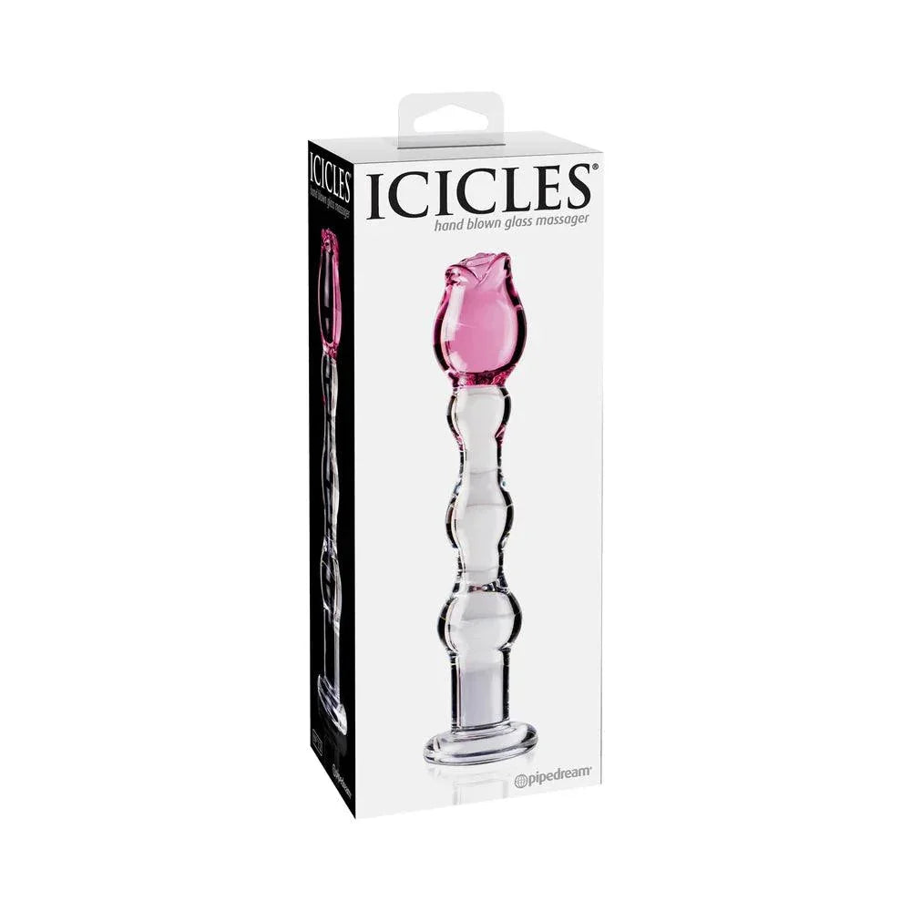 Icicles No. 12 Glass Massager with Rose Head - Buy At Luxury Toy X - Free 3-Day Shipping