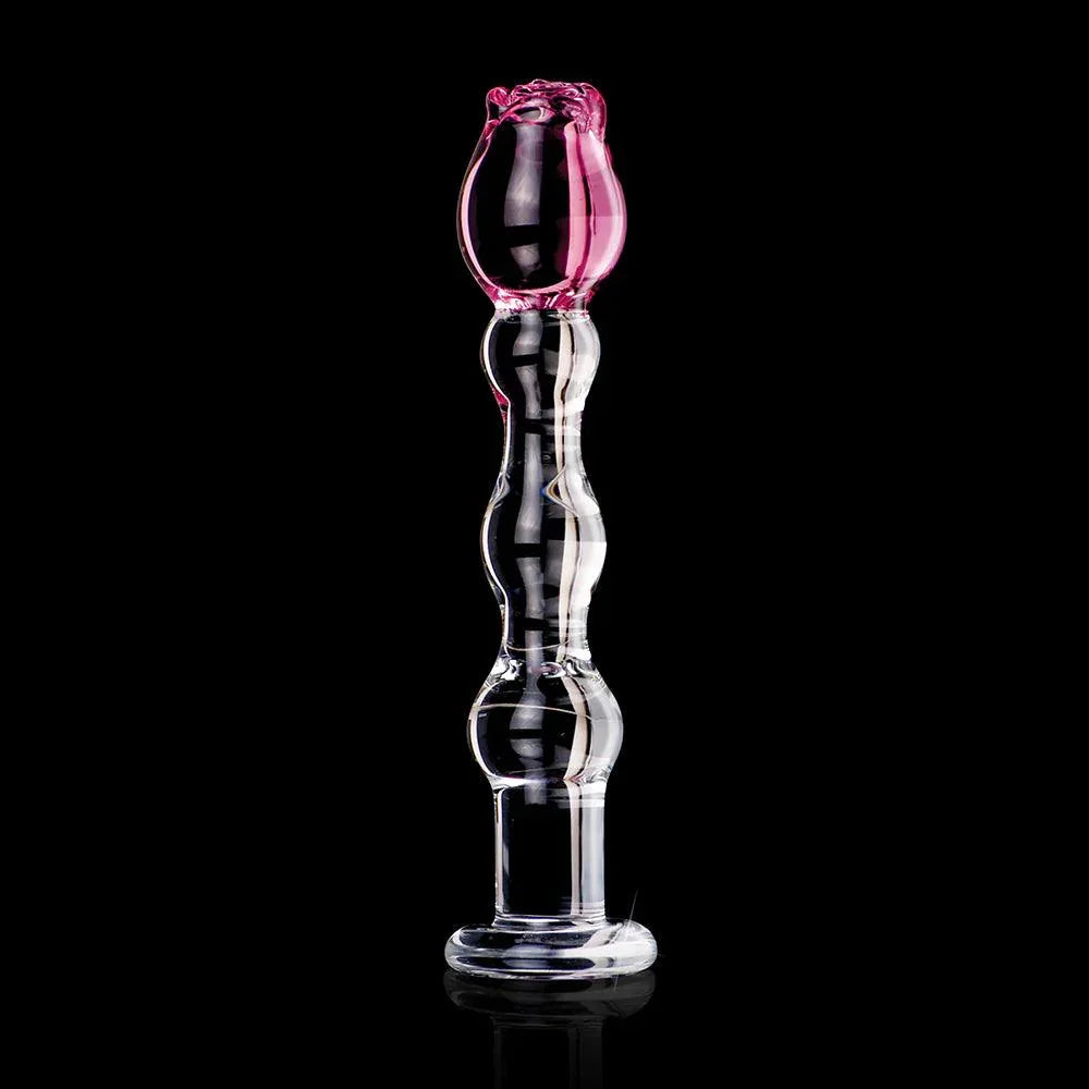 Icicles No. 12 Glass Massager with Rose Head - Buy At Luxury Toy X - Free 3-Day Shipping
