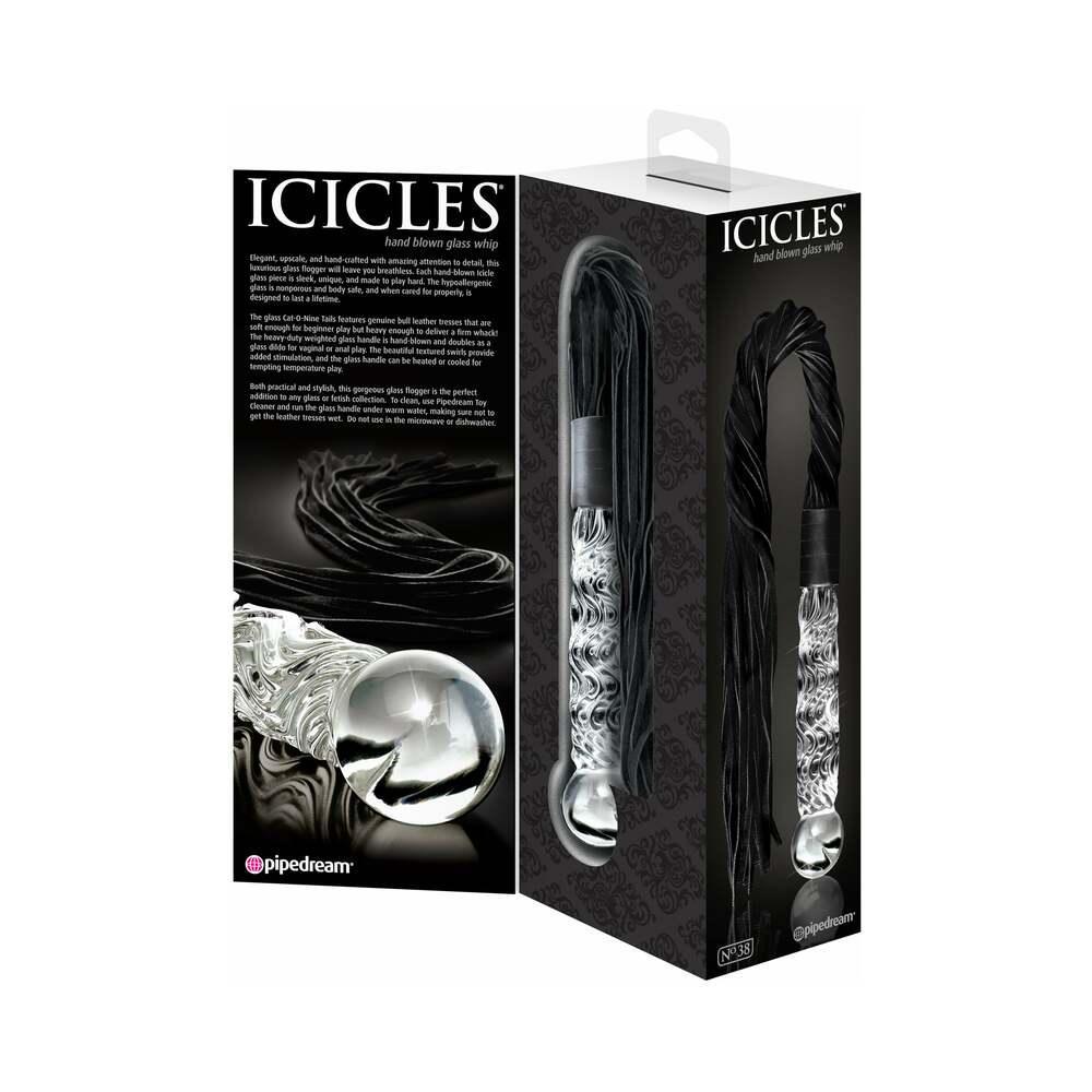 Icicles No. 38 Textured Glass Dildo with Flogger 26.5in - Buy At Luxury Toy X - Free 3-Day Shipping