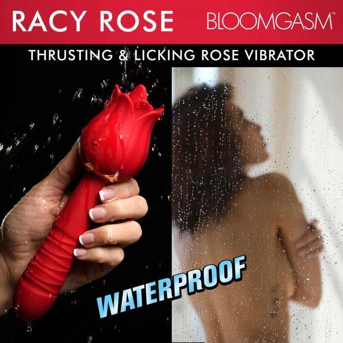 Inmi Bloomgasm Racy Rose Thrusting & Licking Rose Rechargeable Silicone Vibrator - Buy At Luxury Toy X - Free 3-Day Shipping