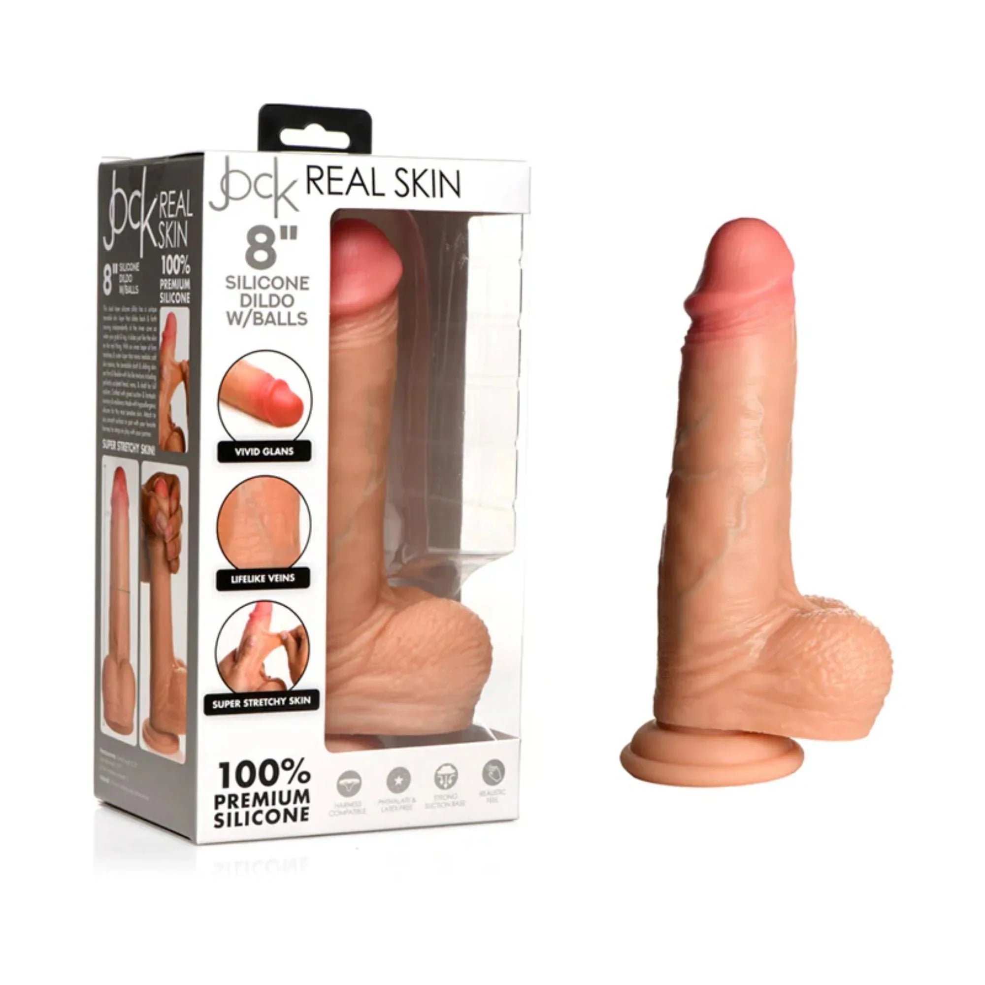 Jock Real Skin Silicone Dildo with Balls 8 in. Light - Buy At Luxury Toy X - Free 3-Day Shipping