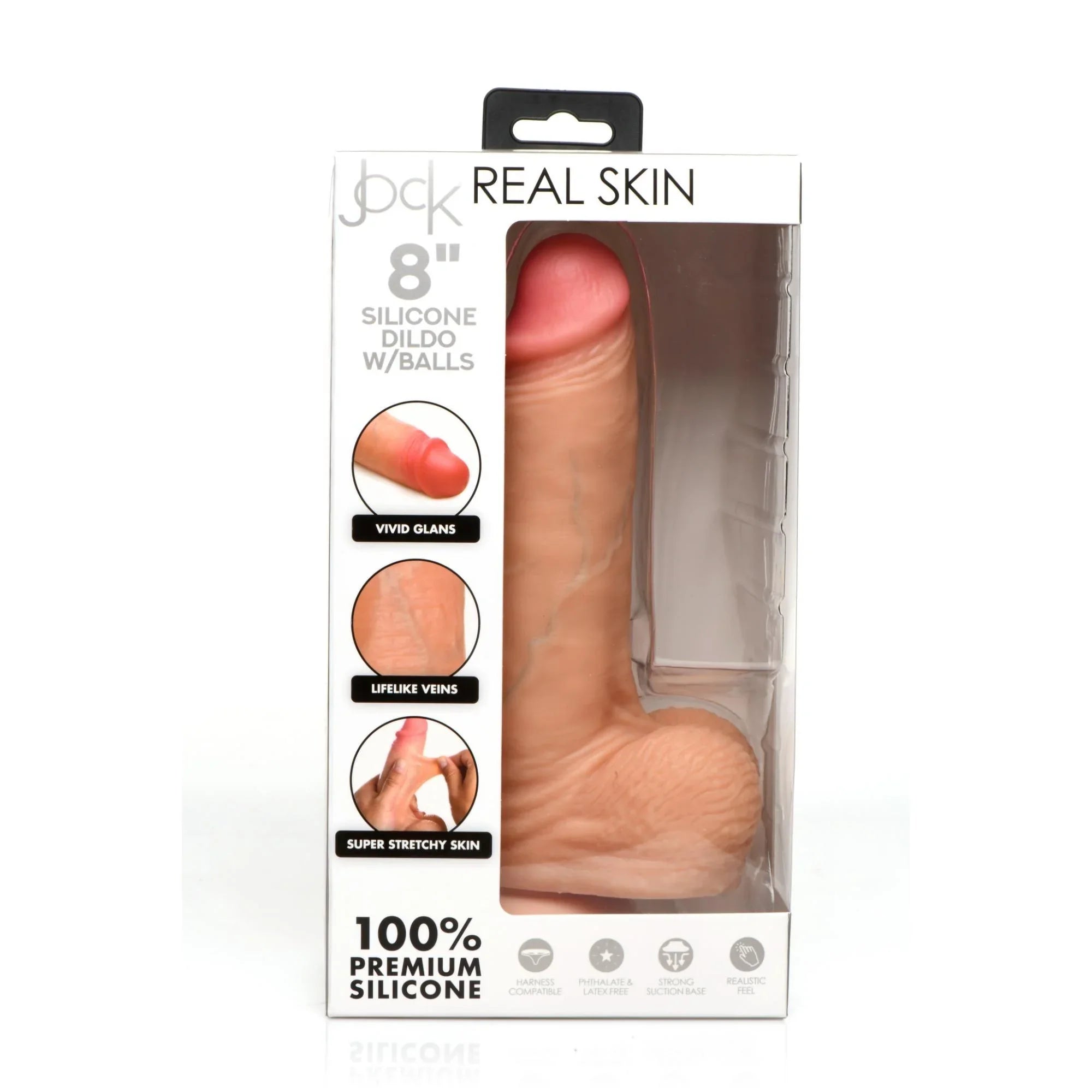 Jock Real Skin Silicone Dildo with Balls 8 in. Light - Buy At Luxury Toy X - Free 3-Day Shipping