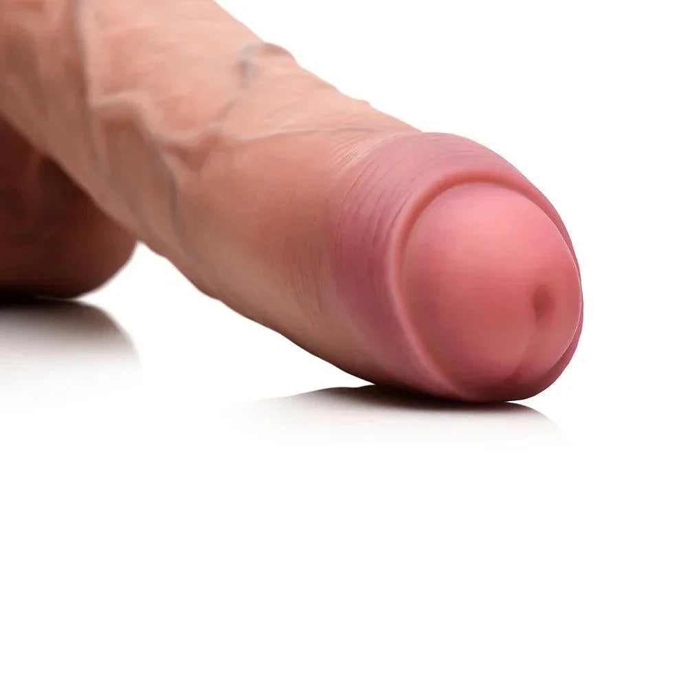 Jock Uncut Dual Density Silicone Dildo with Balls - Tan - Buy At Luxury Toy X - Free 3-Day Shipping