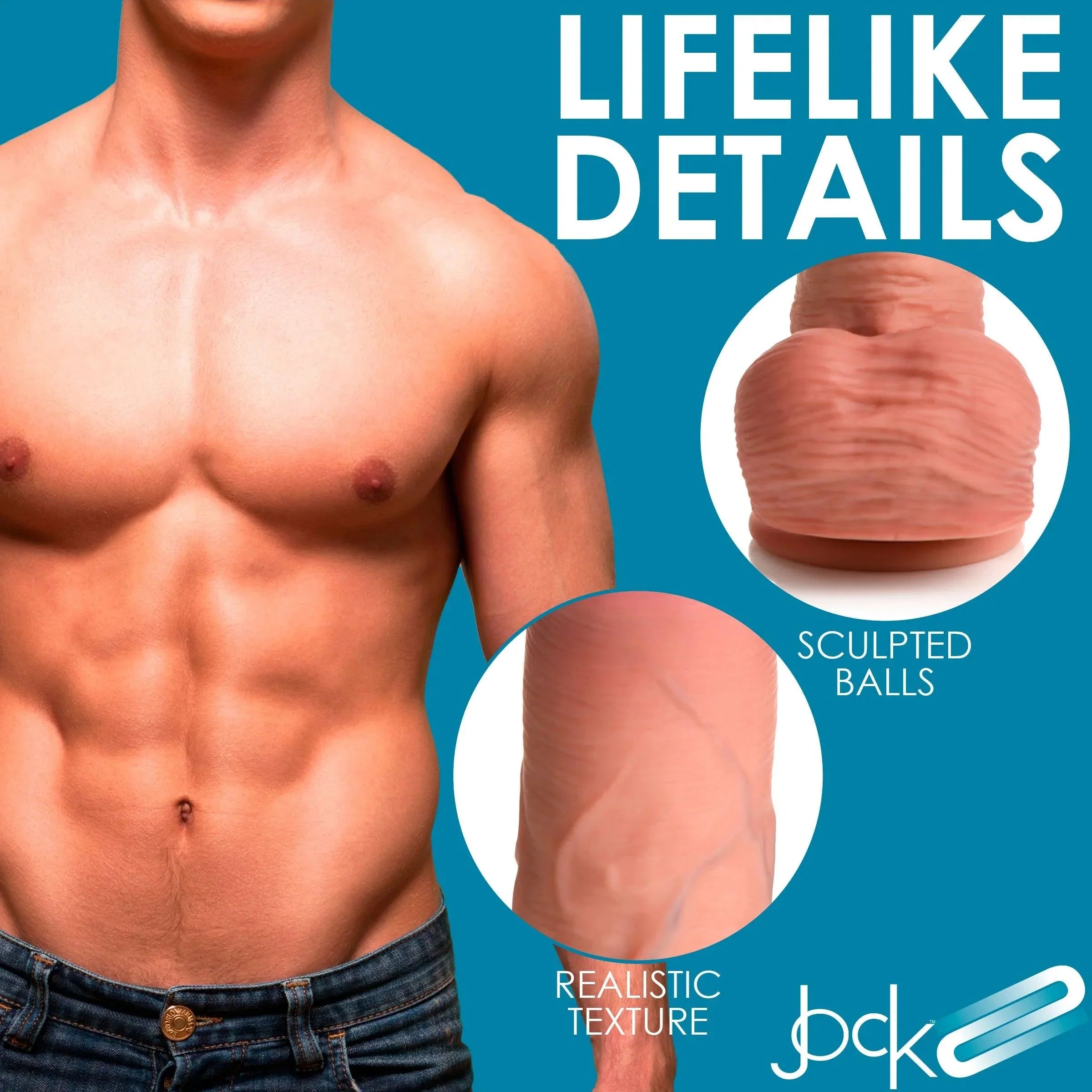 Jock Uncut Dual Density Silicone Dildo with Balls - Tan - Buy At Luxury Toy X - Free 3-Day Shipping