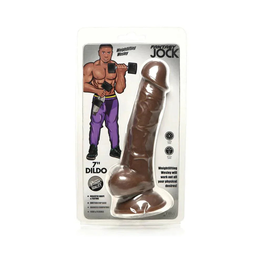 Jock Weightlifting Wesley 7 in. Dildo with Balls Dark - Buy At Luxury Toy X - Free 3-Day Shipping