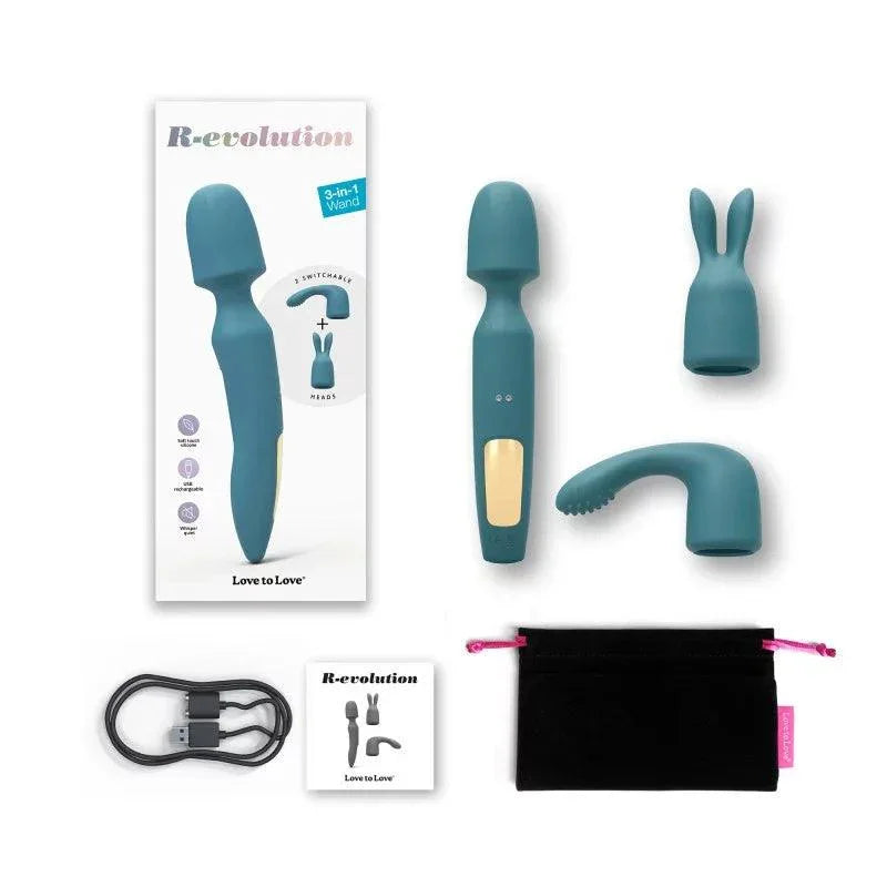 Love to Love R-evolution Rechargeable 3-in-1 Wand Vibrator - Buy At Luxury Toy X - Free 3-Day Shipping