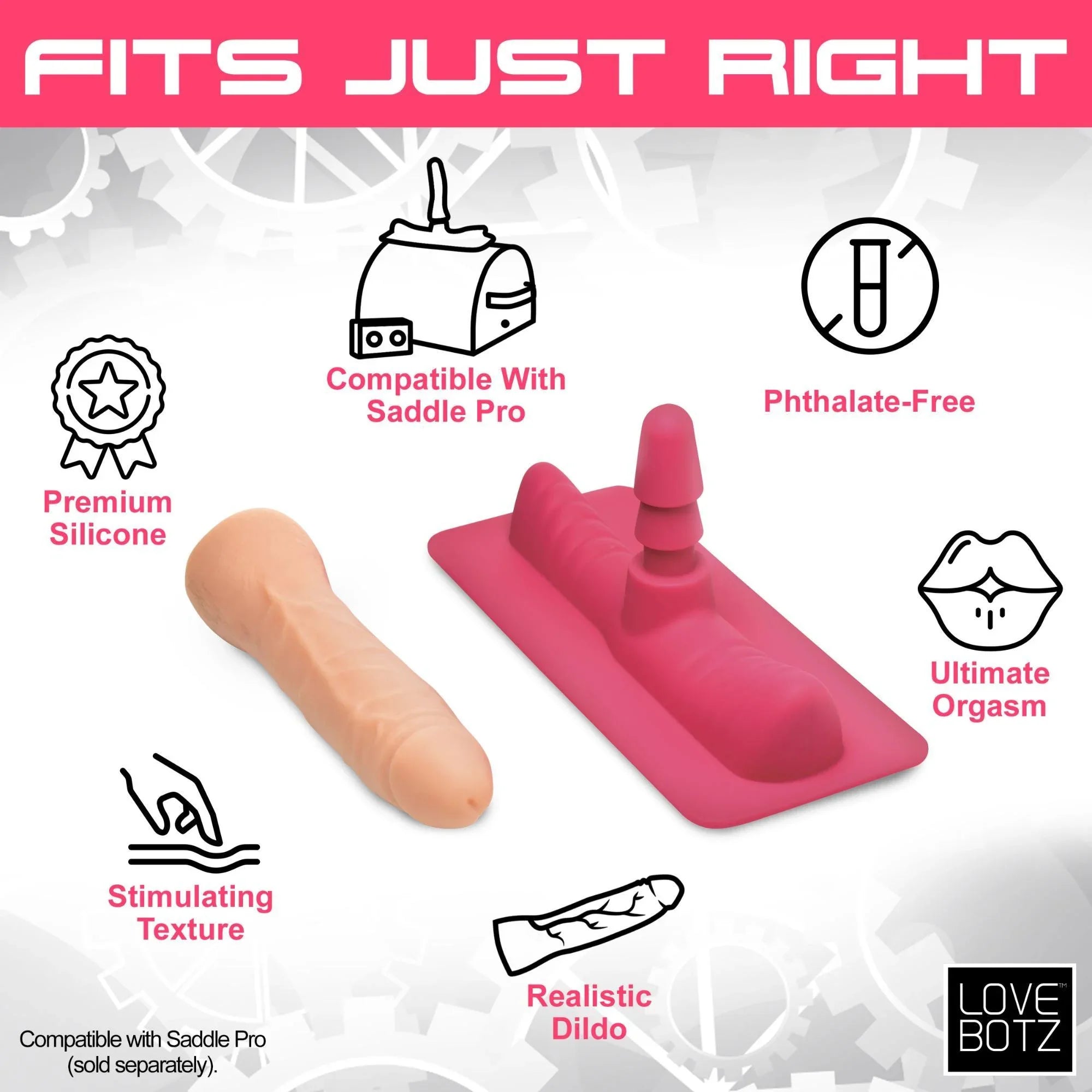LoveBotz Saddle Adapter with Silicone Dildo - Buy At Luxury Toy X - Free 3-Day Shipping