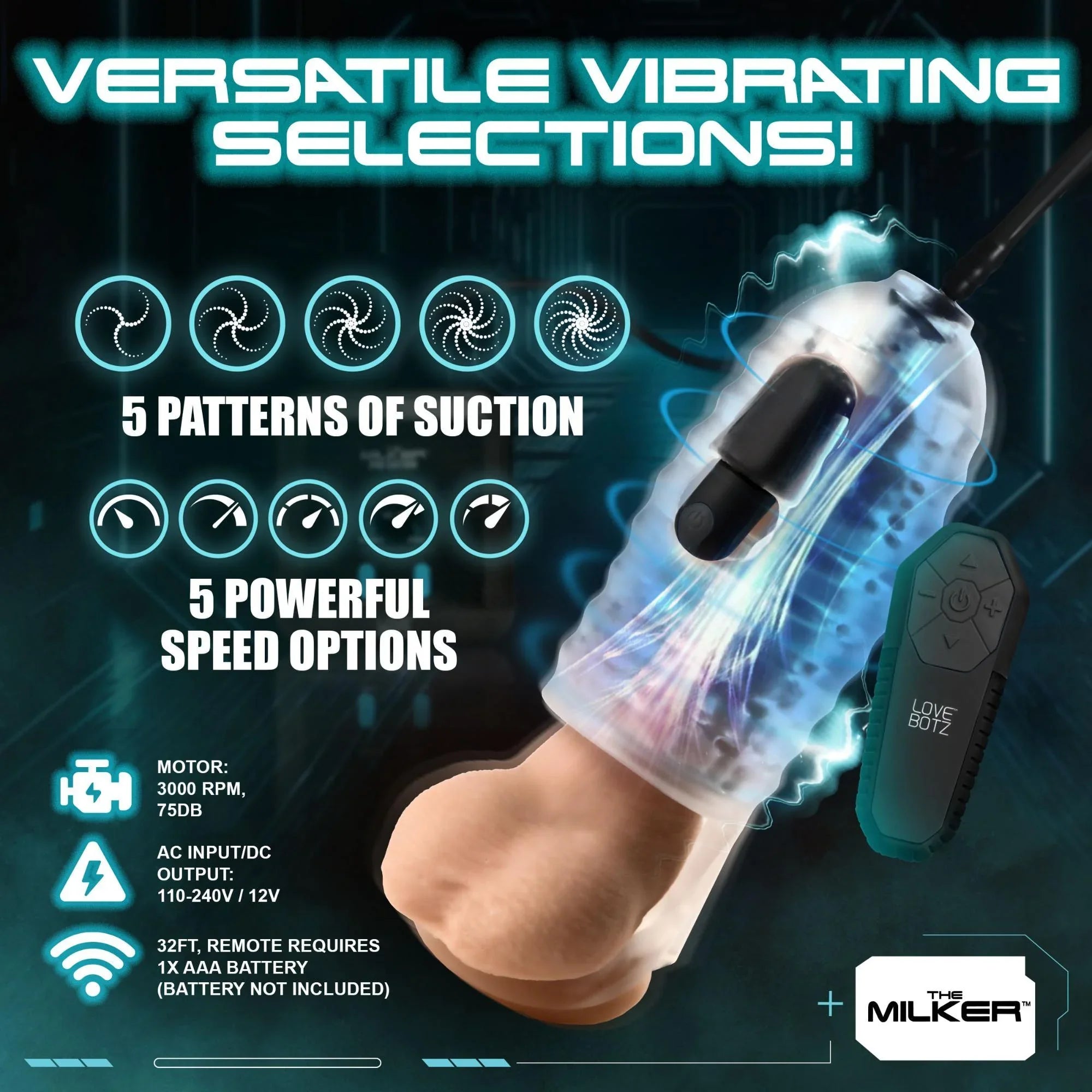 Lovebotz The Milker Max Edition Rechargeable Thrusting & Vibrating Masturbator With Remote - Buy At Luxury Toy X - Free 3-Day Shipping