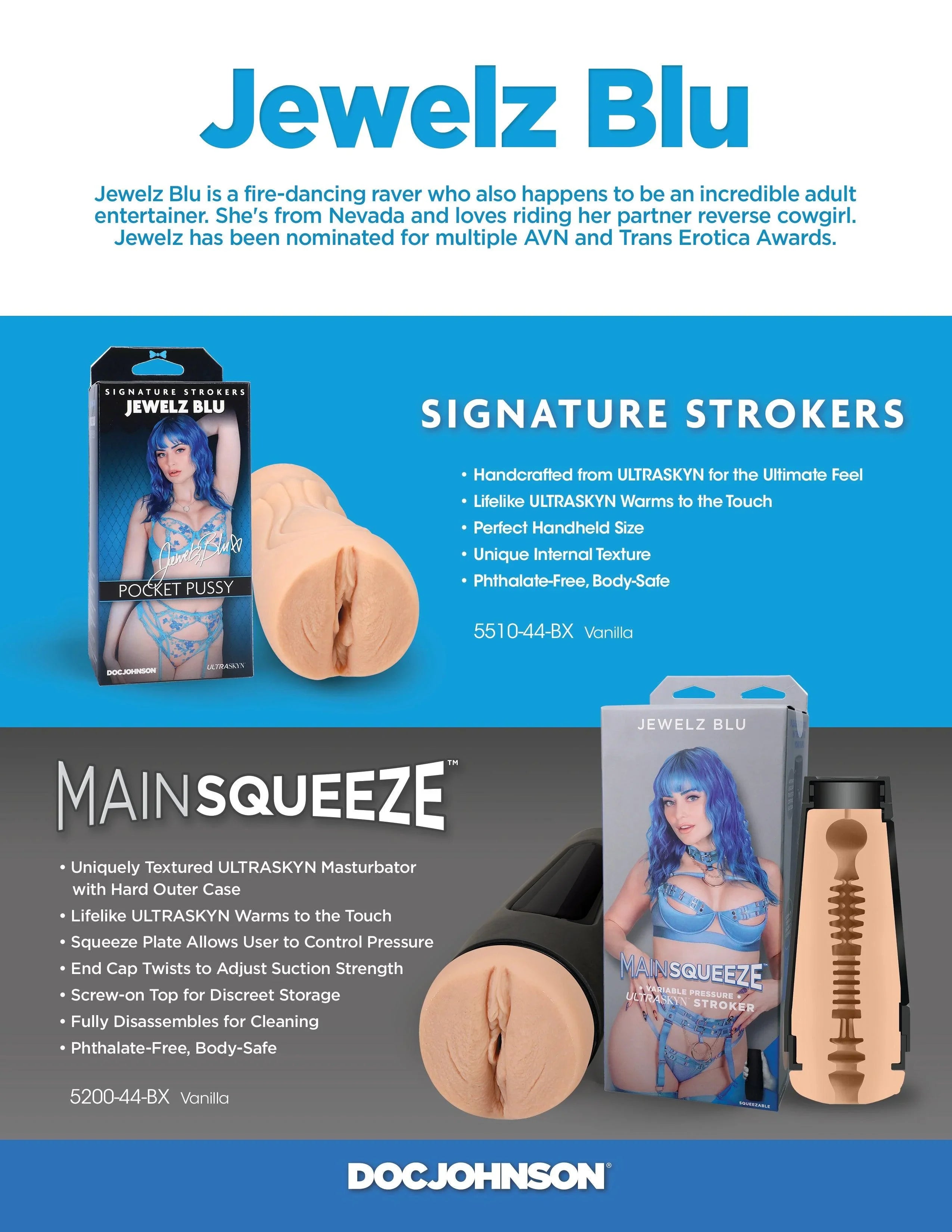 Main Squeeze Jewelz Blu ULTRASKYN Stroker - Buy At Luxury Toy X - Free 3-Day Shipping