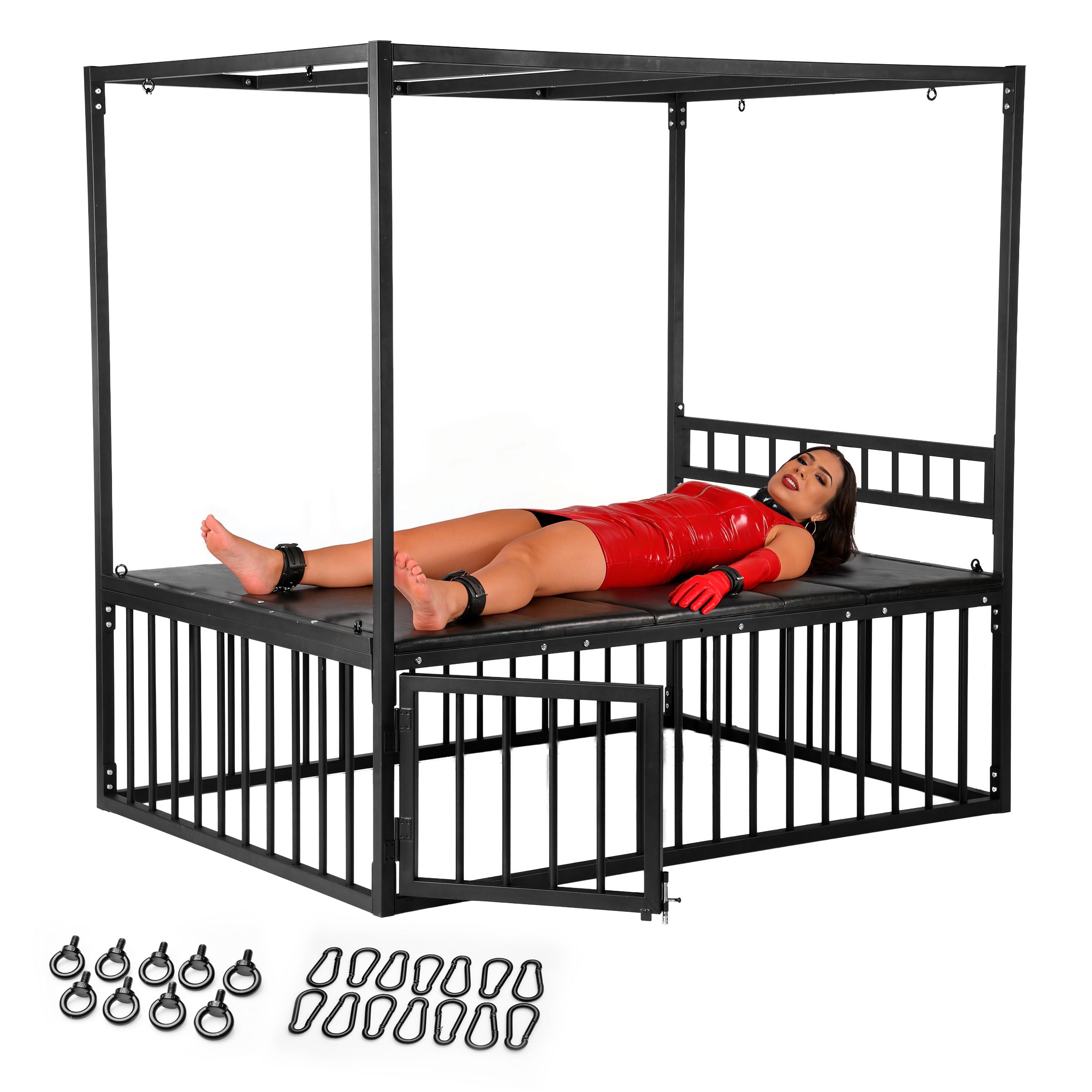 Master Series Bondage Bed with cage, canopy and included rigging hardware