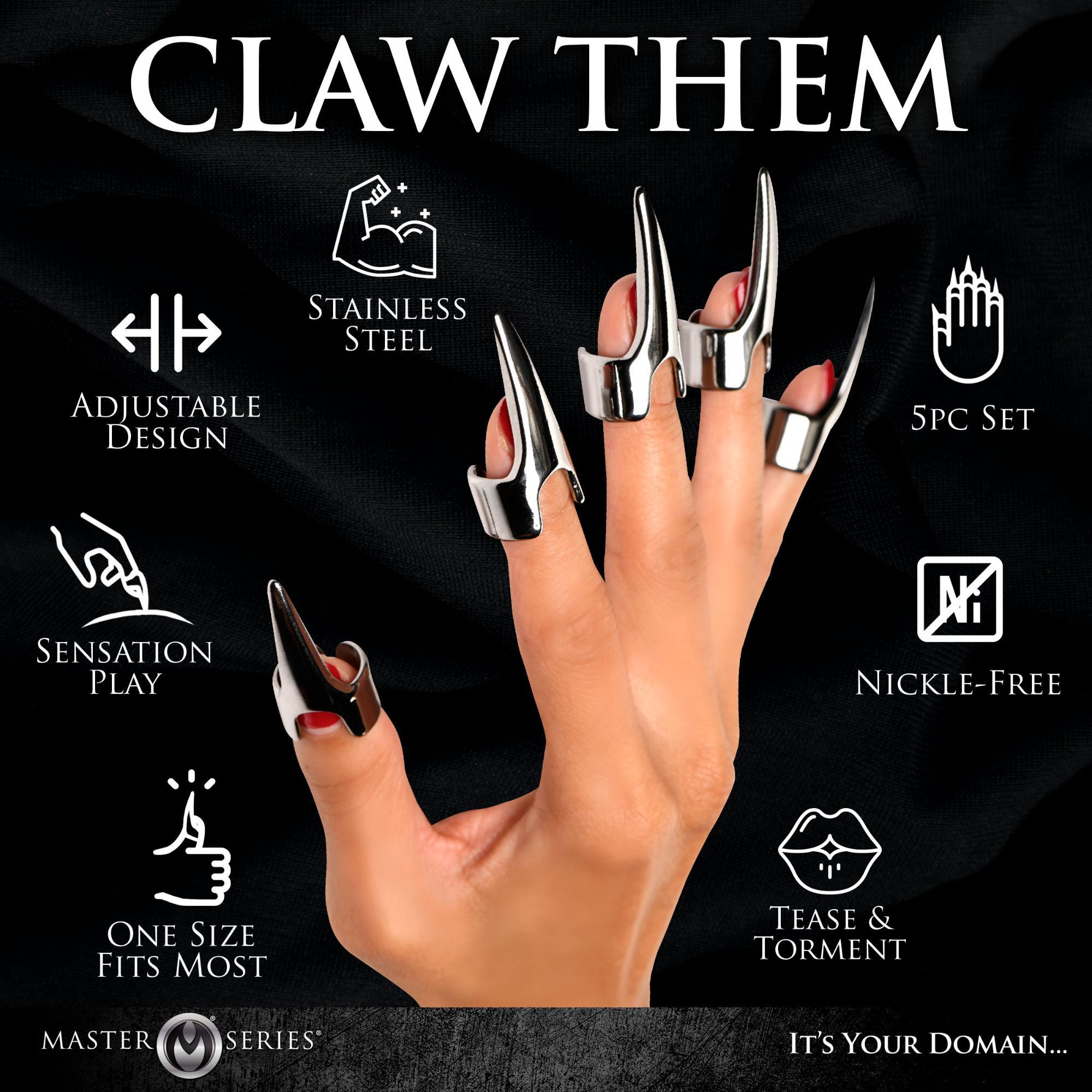 Master Series Clawed Sensation Stainless Steel Play Rings (5 Piece) - Buy At Luxury Toy X - Free 3-Day Shipping
