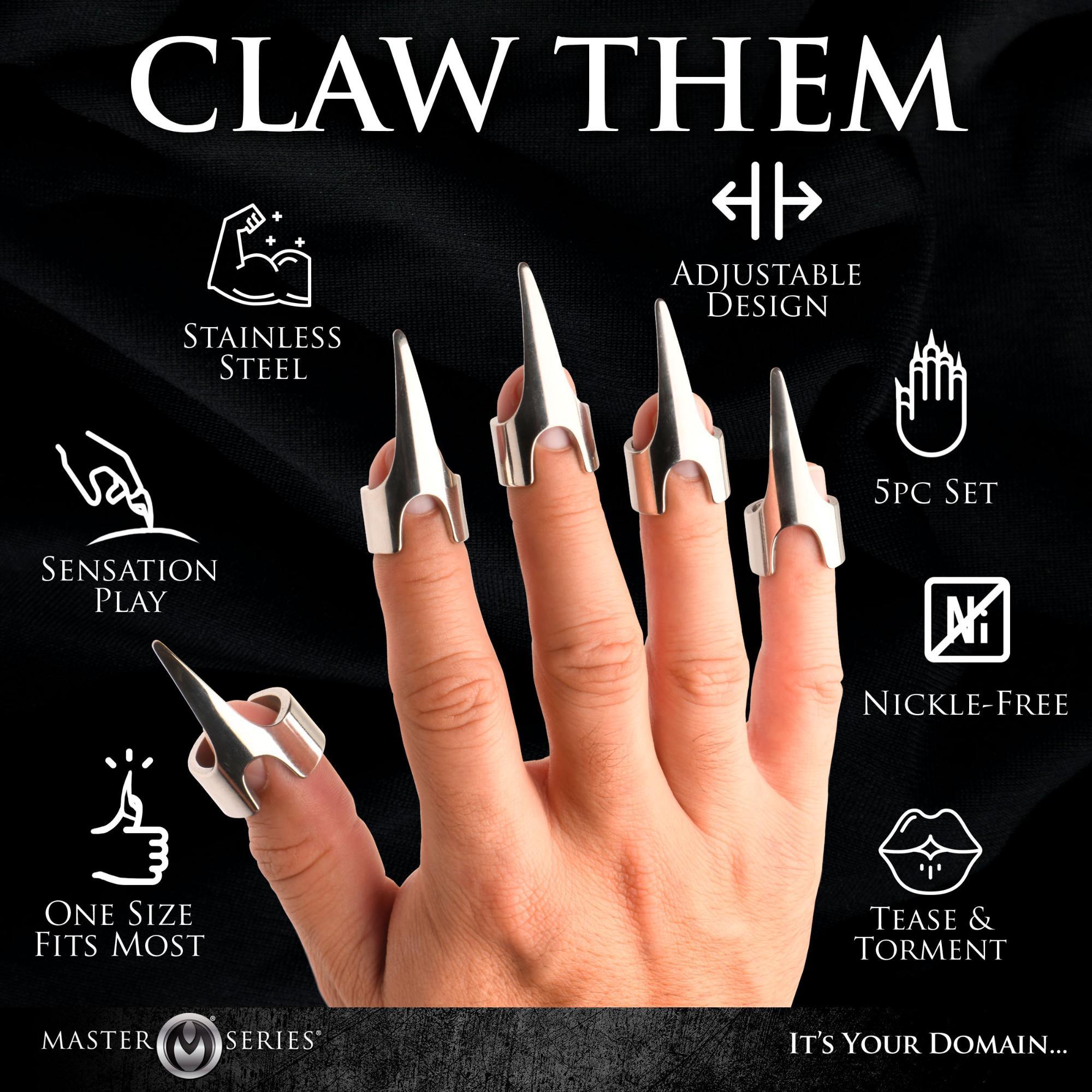 Master Series Clawed Sensation Stainless Steel Play Rings (5 Piece) - Buy At Luxury Toy X - Free 3-Day Shipping