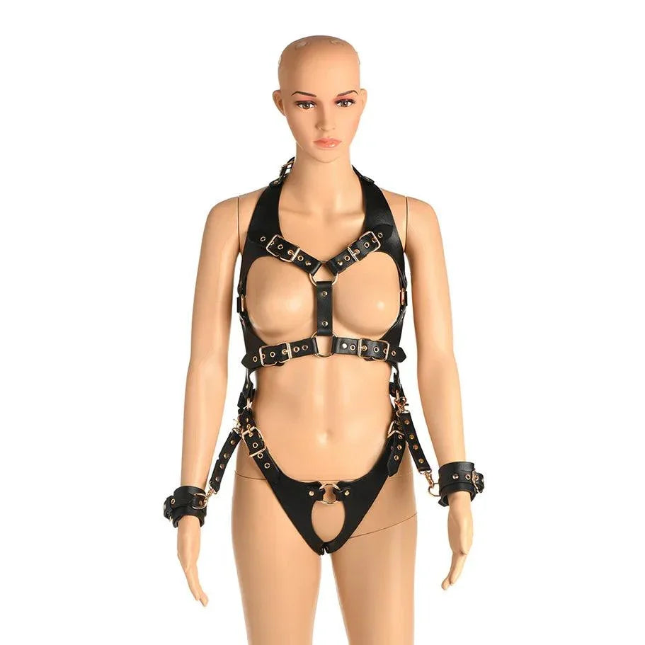 Master Series Harness with Restraints - Black/Gold - Buy At Luxury Toy X - Free 3-Day Shipping