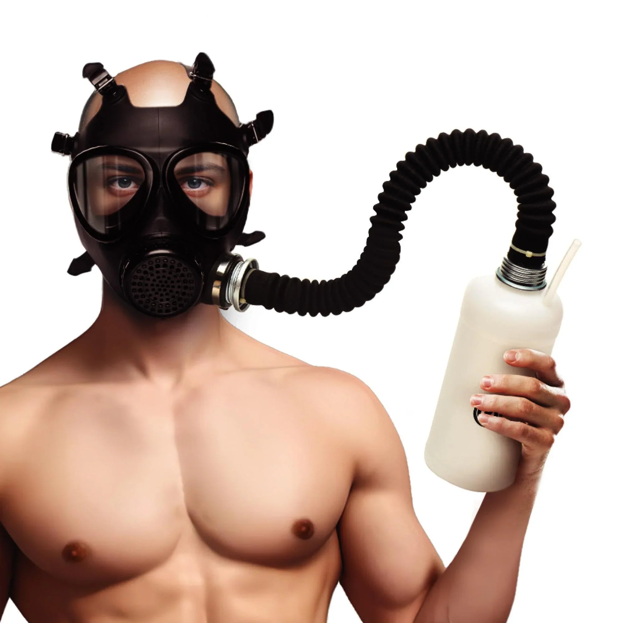 Master Series Inhaler Gas Mask with Bottle - Black/White - Buy At Luxury Toy X - Free 3-Day Shipping