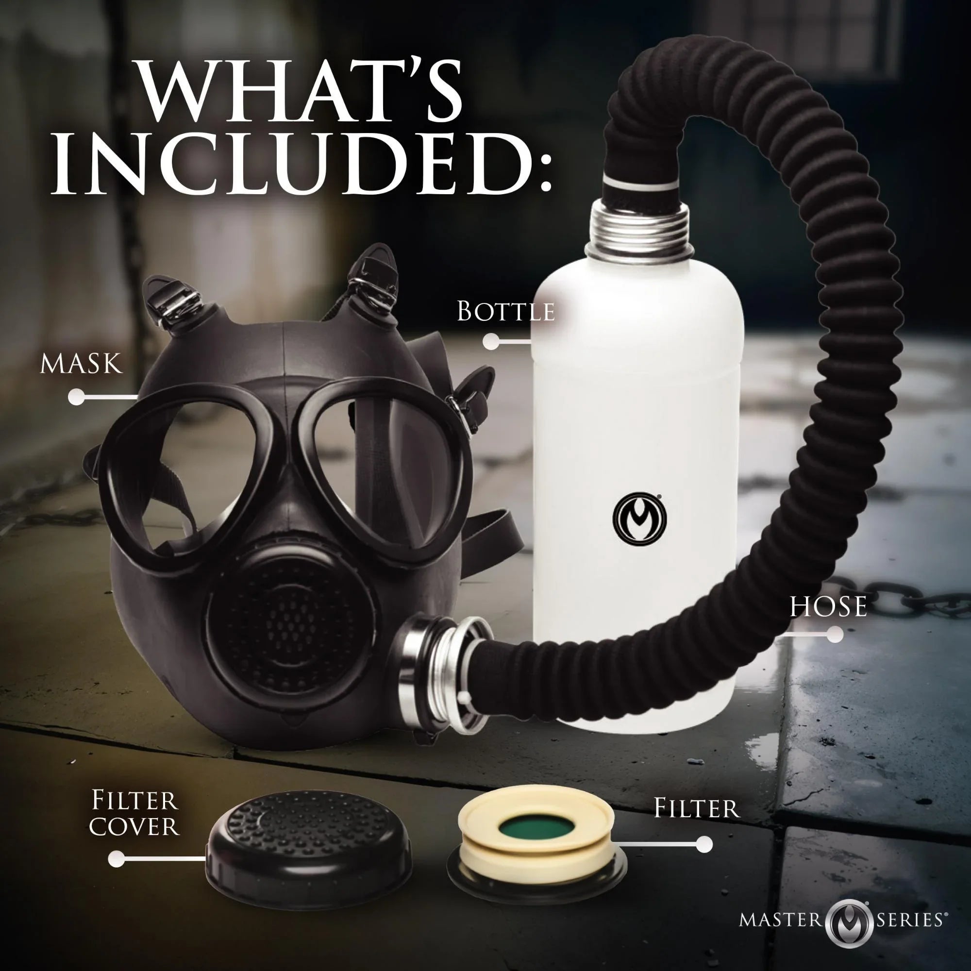 Master Series Inhaler Gas Mask with Bottle - Black/White - Buy At Luxury Toy X - Free 3-Day Shipping