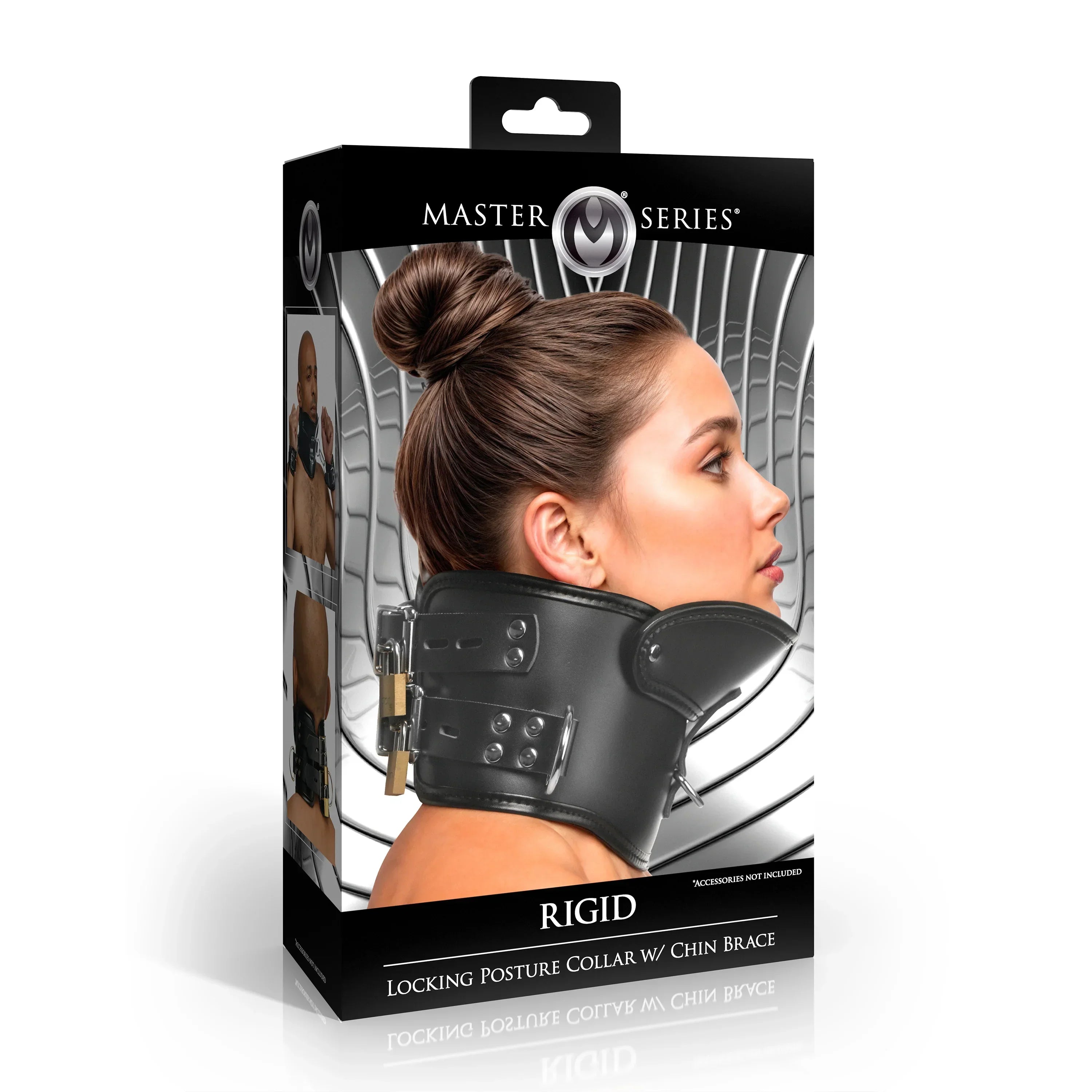 Master Series Rigid Locking Posture Collar w Chin Brace - Buy At Luxury Toy X - Free 3-Day Shipping