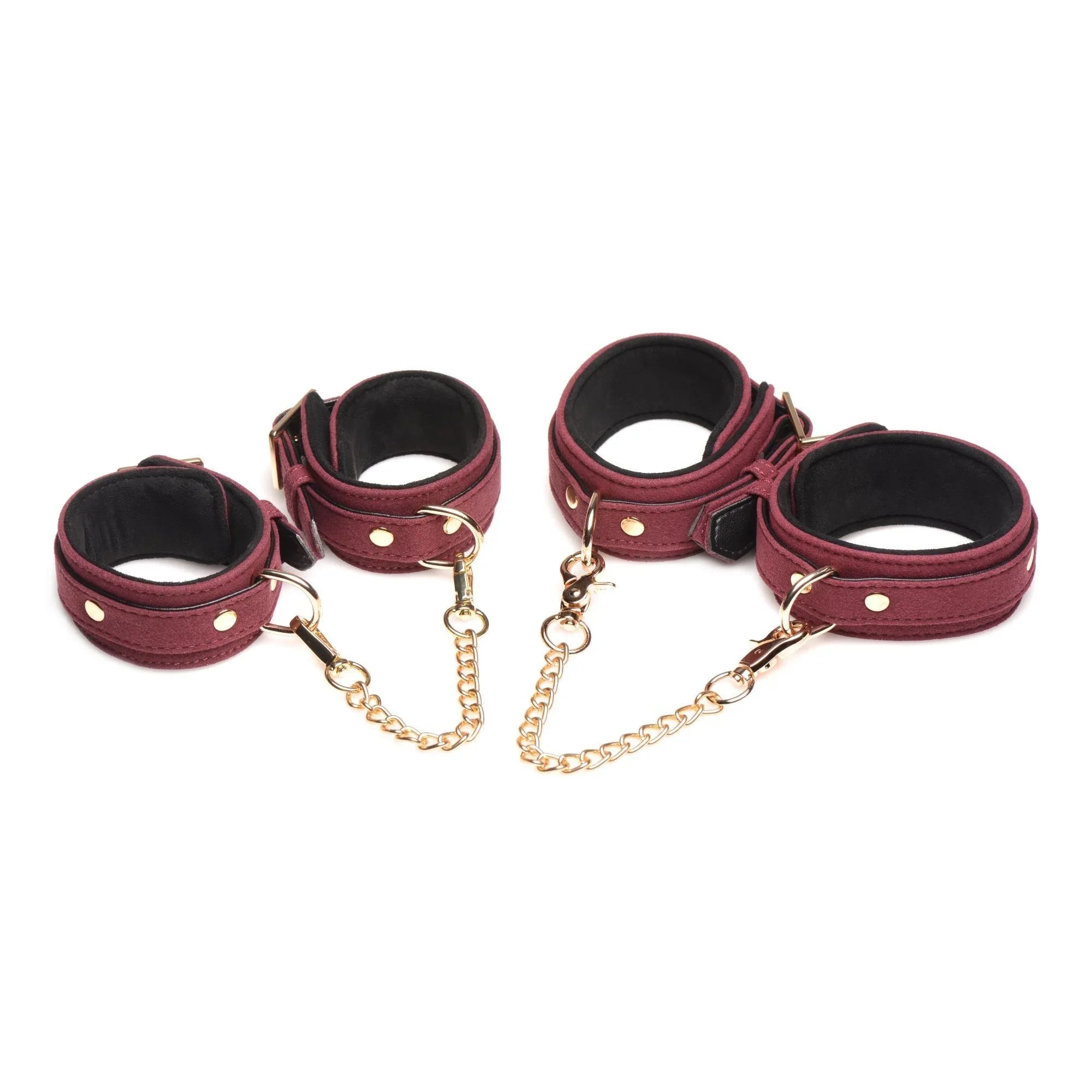 Master Series Velvet Bondage Set Cuffs, Collar, & Leash (6 piece) - Buy At Luxury Toy X - Free 3-Day Shipping