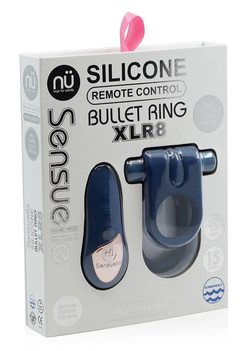 Nu Sensuelle Silicone Bullet Ring XLR8 Rechargeable Vibrating Cock Ring with Remote Control - Buy At Luxury Toy X - Free 3-Day Shipping