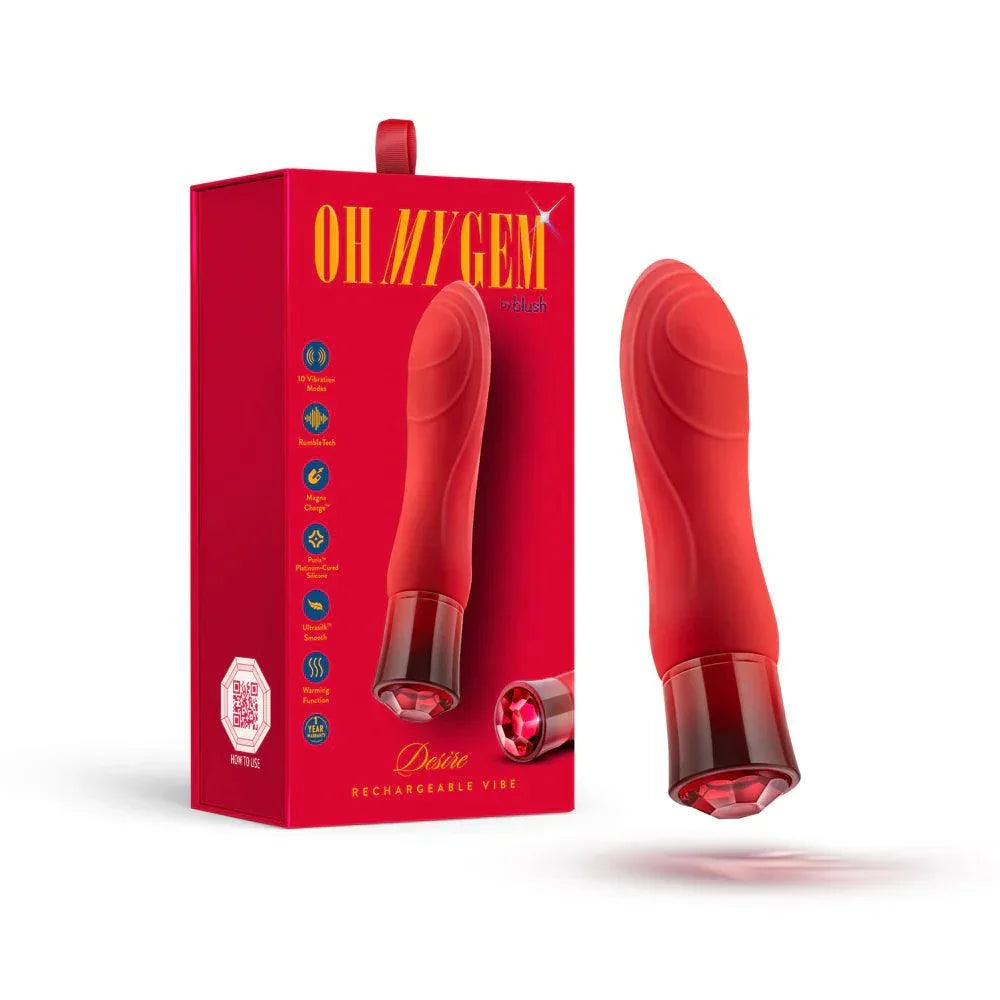 Oh My Gem Desire Rechargeable Silicone G-Spot Vibrator - Ruby - Buy At Luxury Toy X - Free 3-Day Shipping