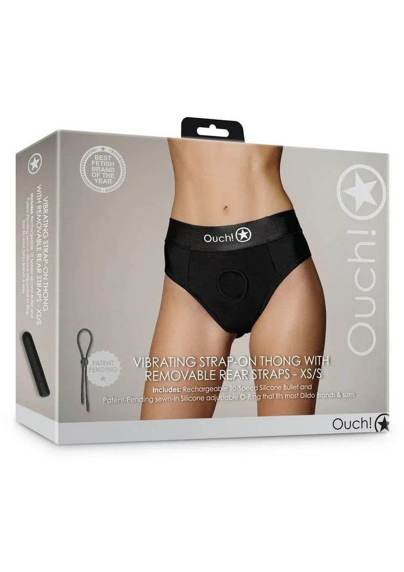 Ouch! Vibrating Strap-On Thong with Removable Butt Straps Rechargeable Ouch! Vibrating Strap-On Thong with Removable Butt Straps Rechargeable
