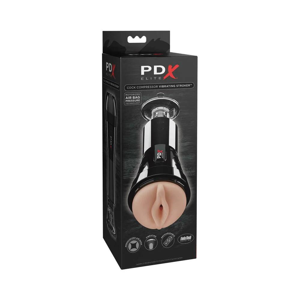 PDX Elite Cock Compressor Rechargeable Vibrating Stroker With Hands-Free Suction Cup - Buy At Luxury Toy X - Free 3-Day Shipping