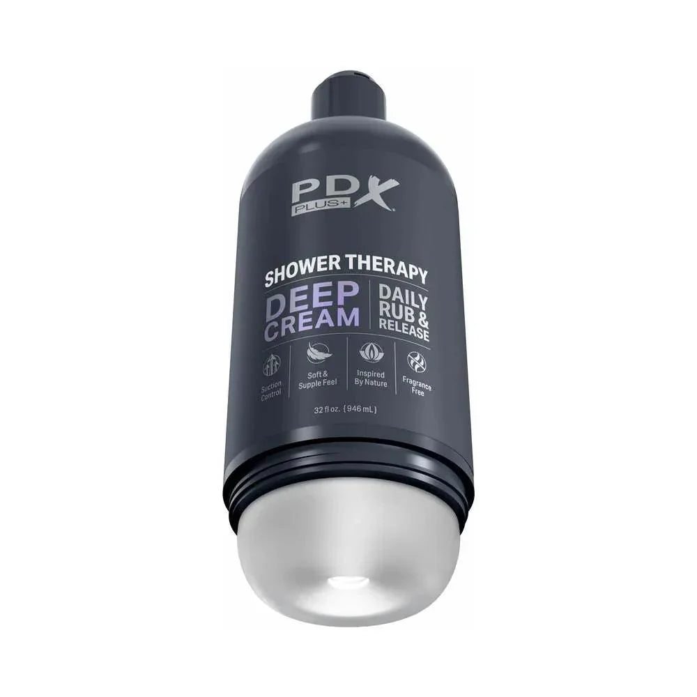 PDX Plus Shower Therapy Deep Cream Discreet Stroker - Frosted - Buy At Luxury Toy X - Free 3-Day Shipping